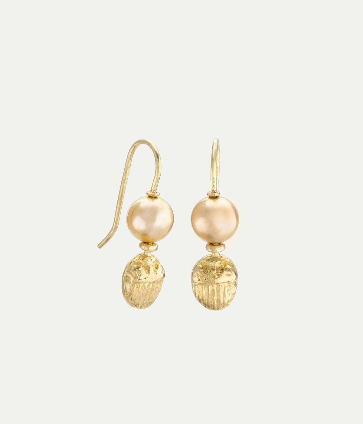 Golden Scarab Pearl earrings