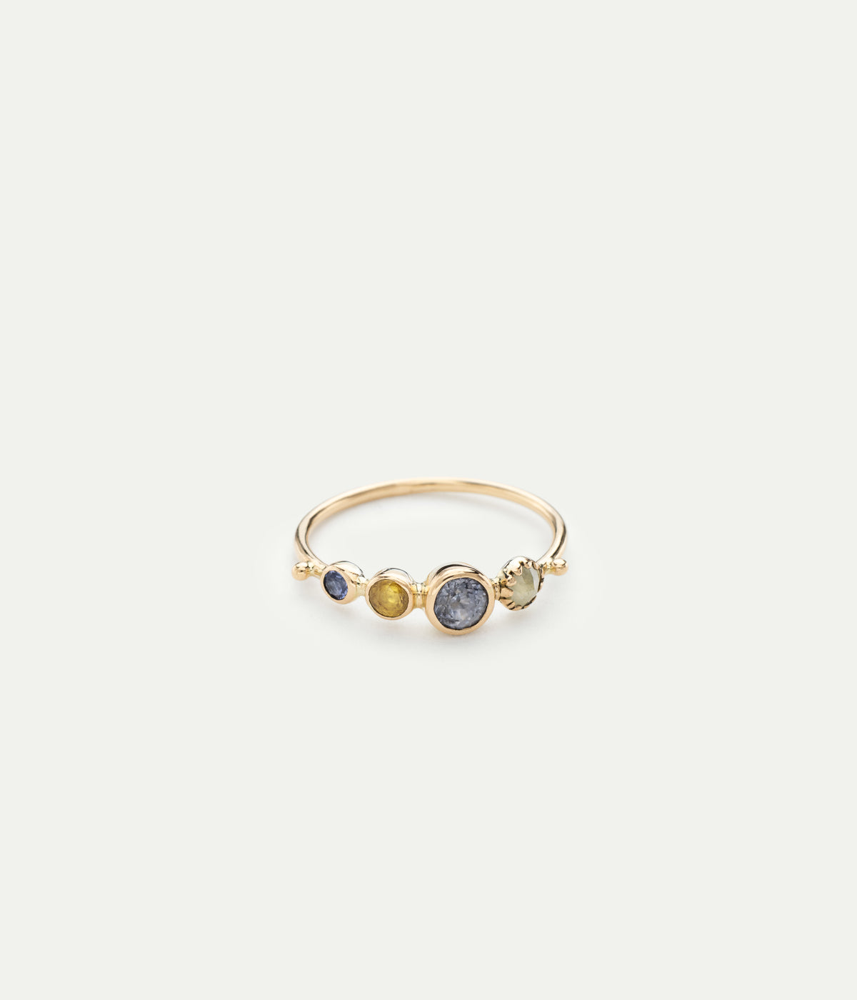 Bague simple tanzanite, tourmaline et saphir