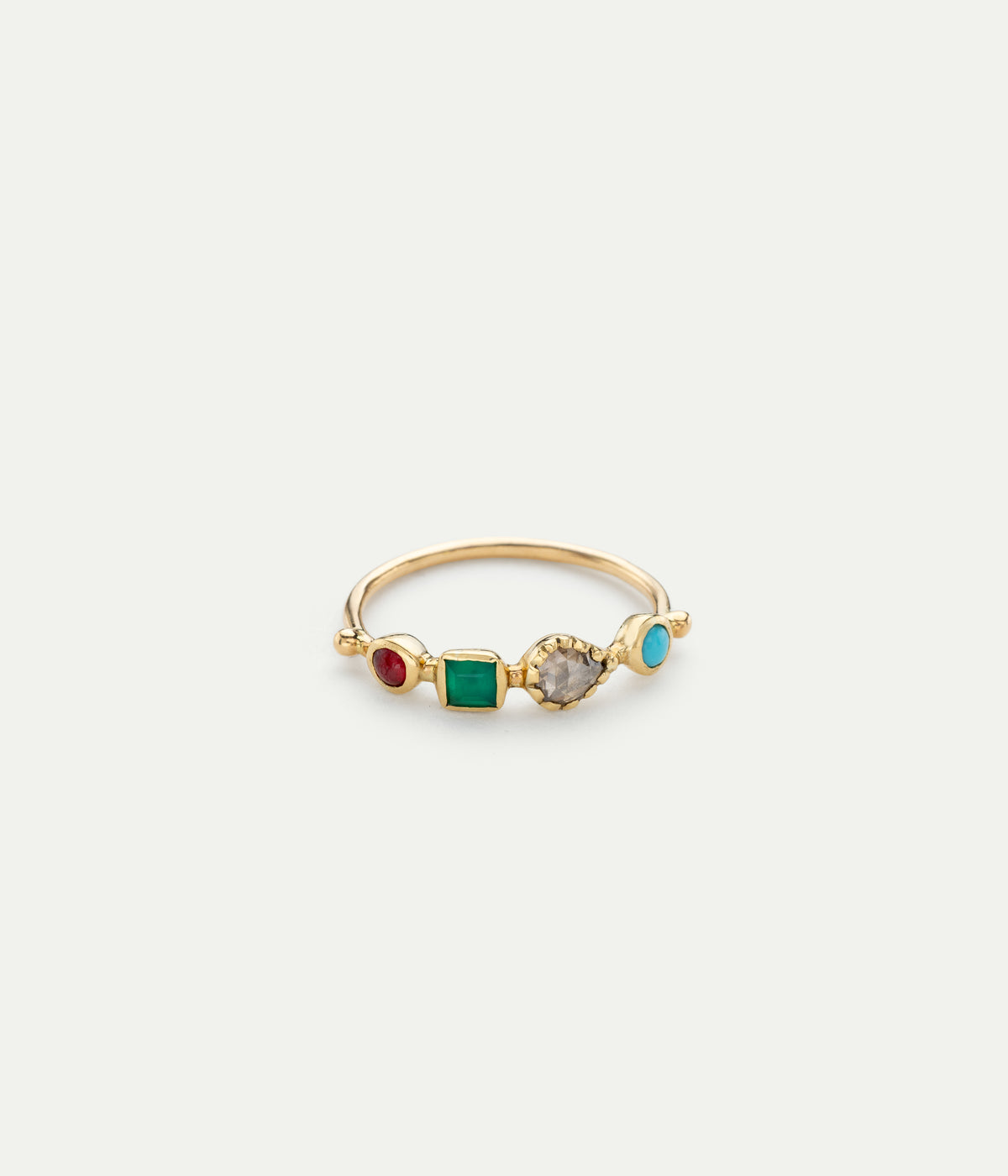 Simple Turquoise, Ruby & Diamond ring