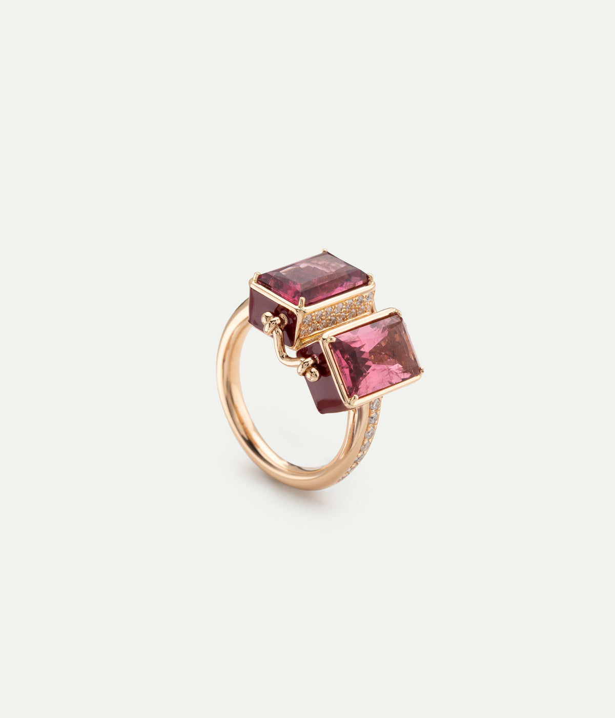Bague The Lovers or rose, tourmaline et diamants