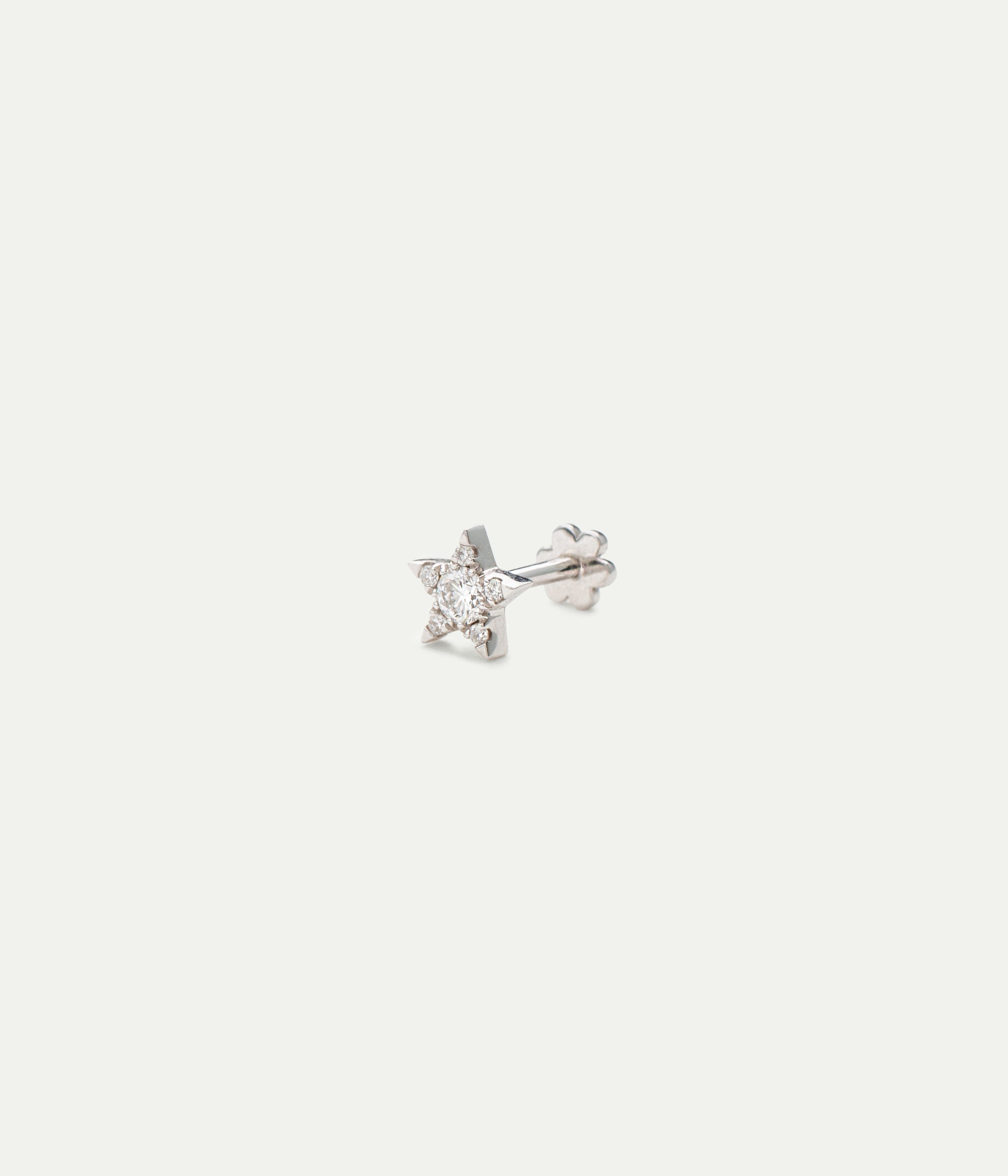 Stud Single Star Large Or gris et Diamants