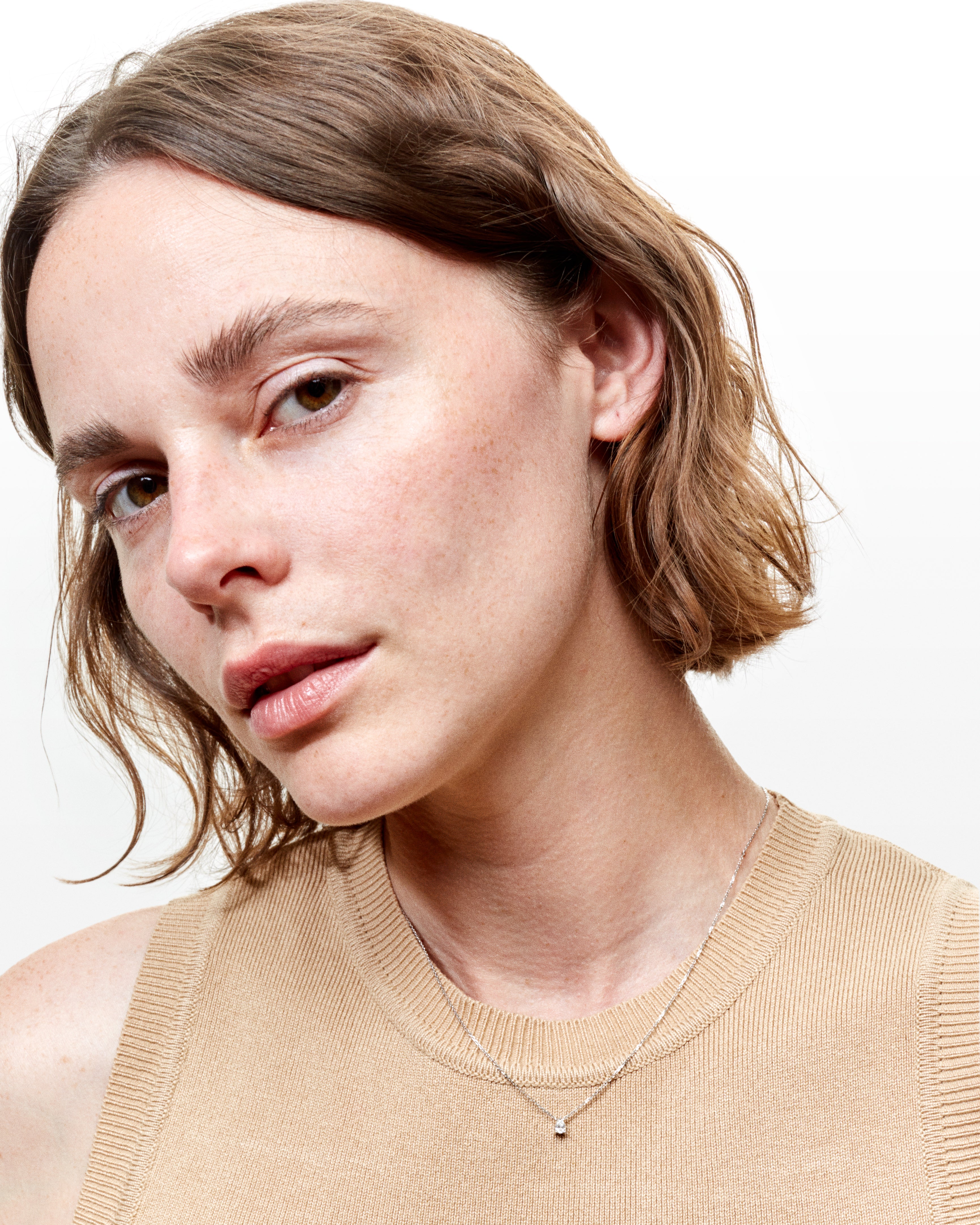 Collier Fancy Or gris et Diamant poire