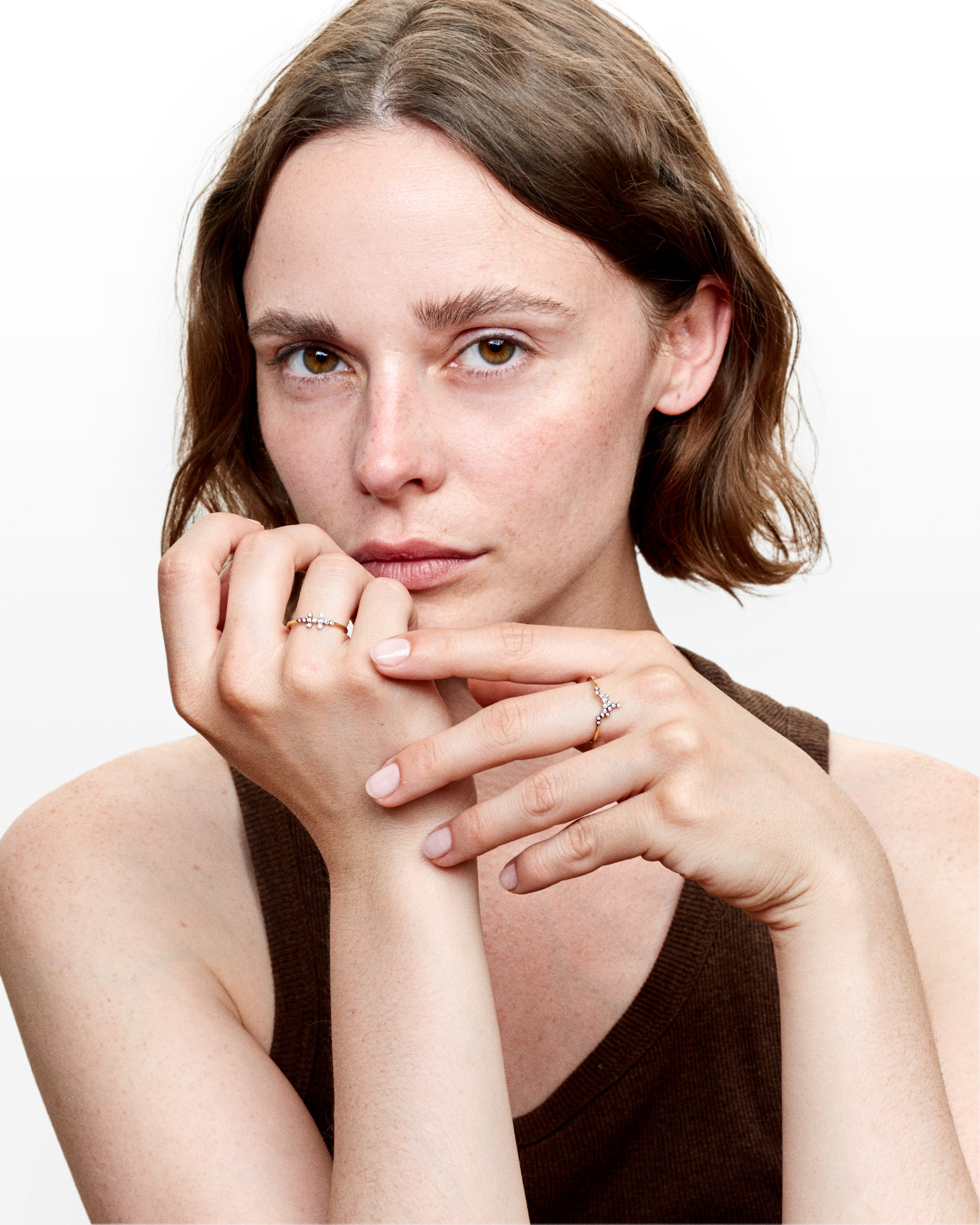 Charnières mini petals diamonds ring