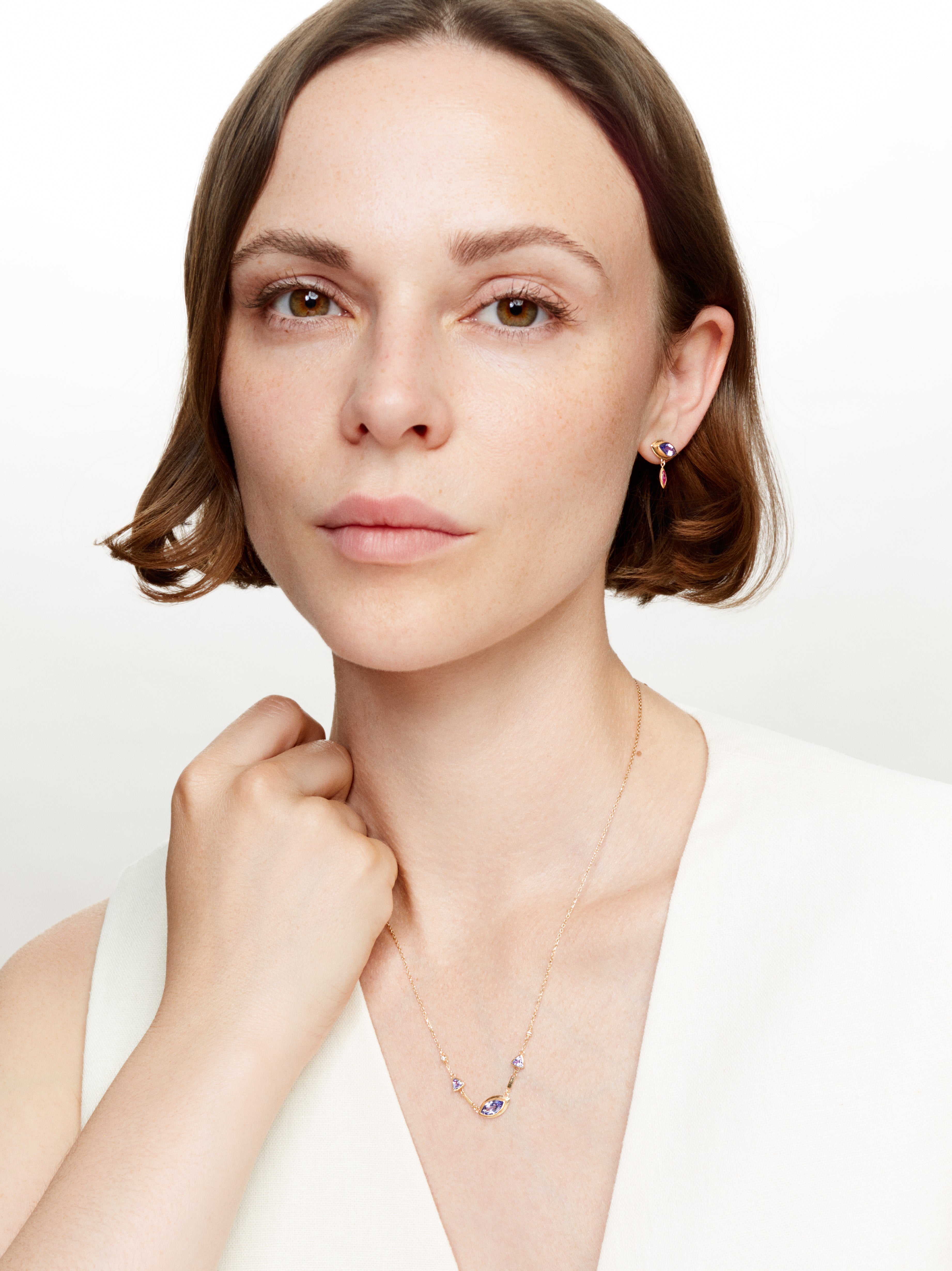 Boucles d'oreilles Eye Dangle Tanzanite