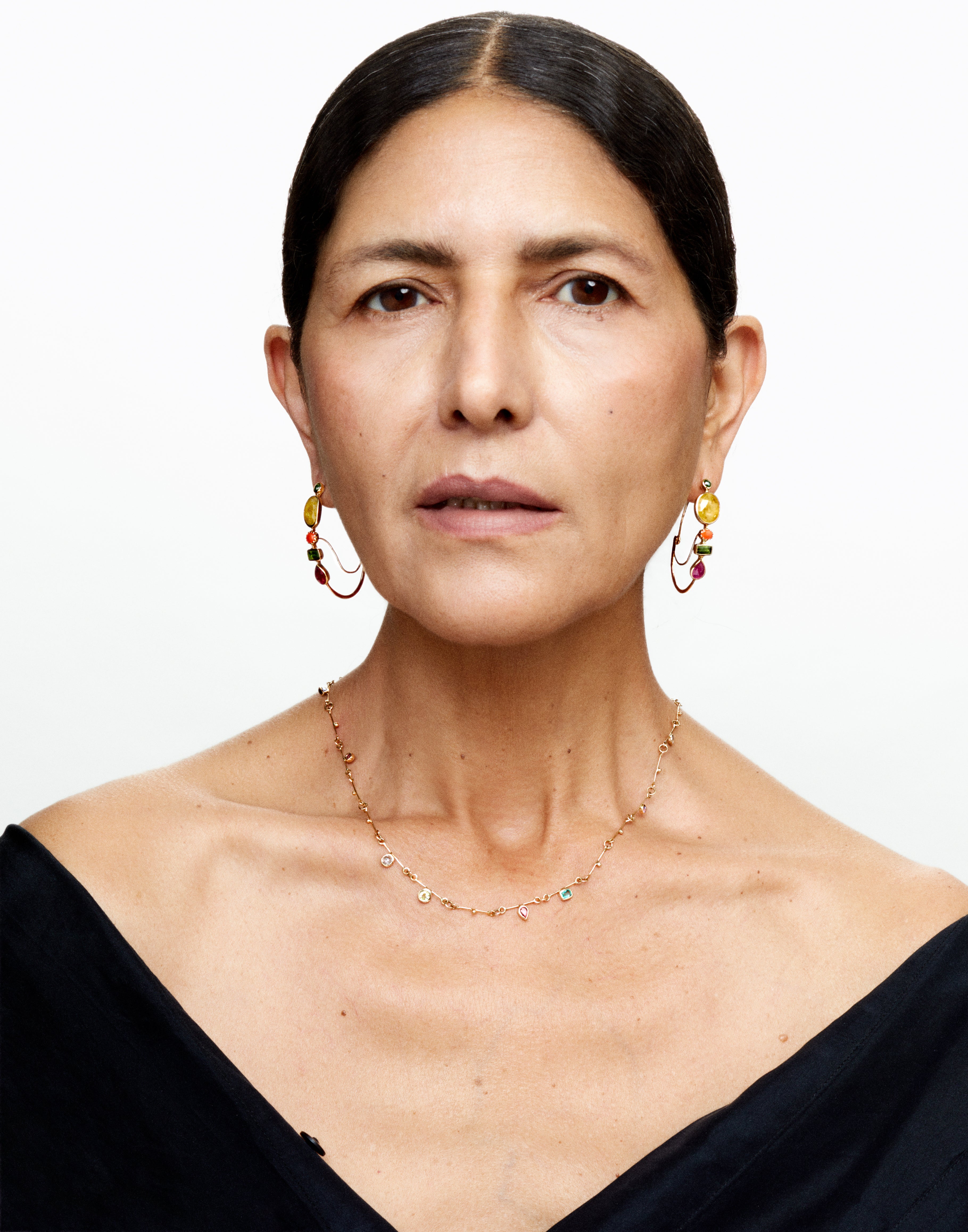 Collier Gouttes d'or tanzanite et émeraude