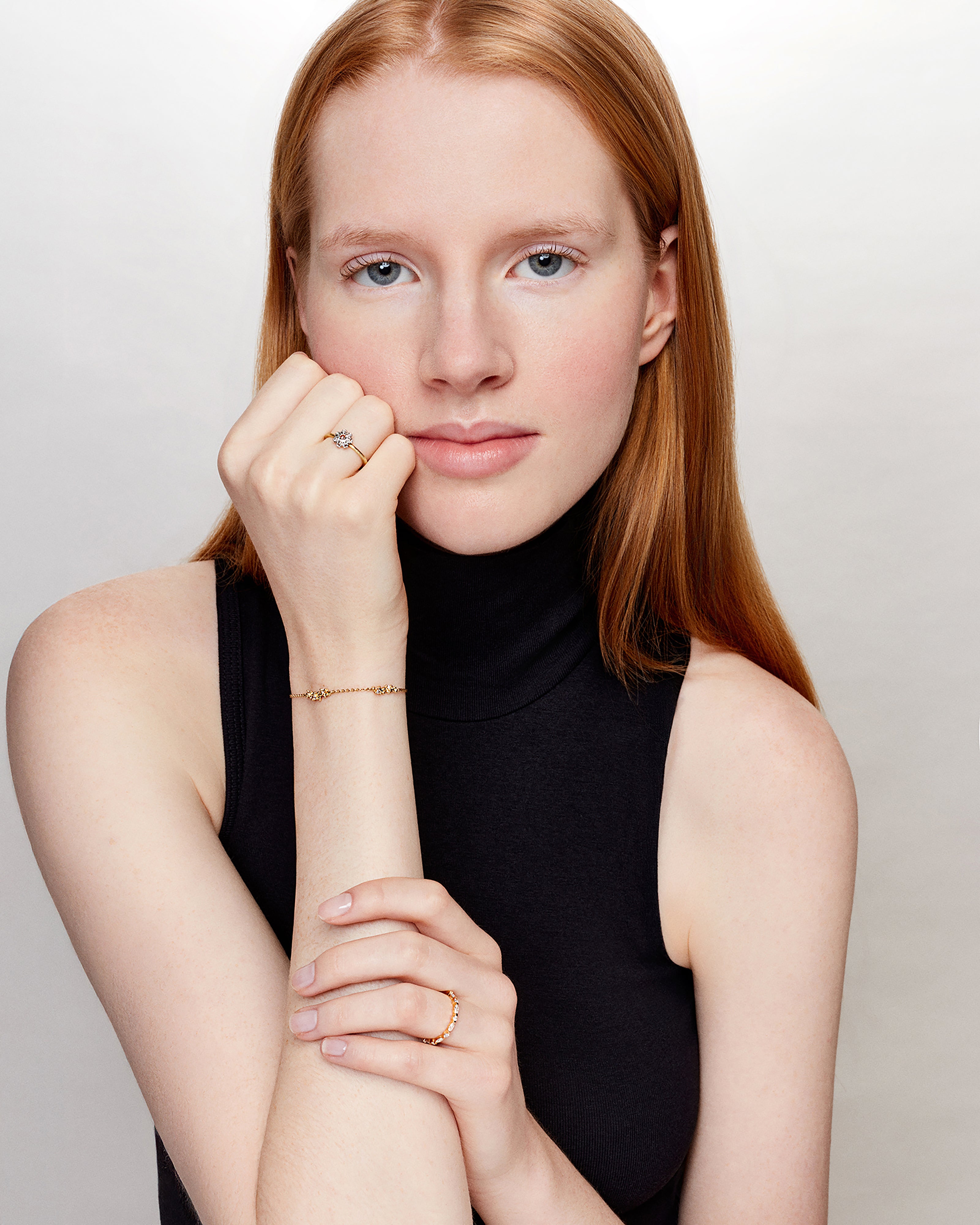 Bague Flower or jaune et diamant