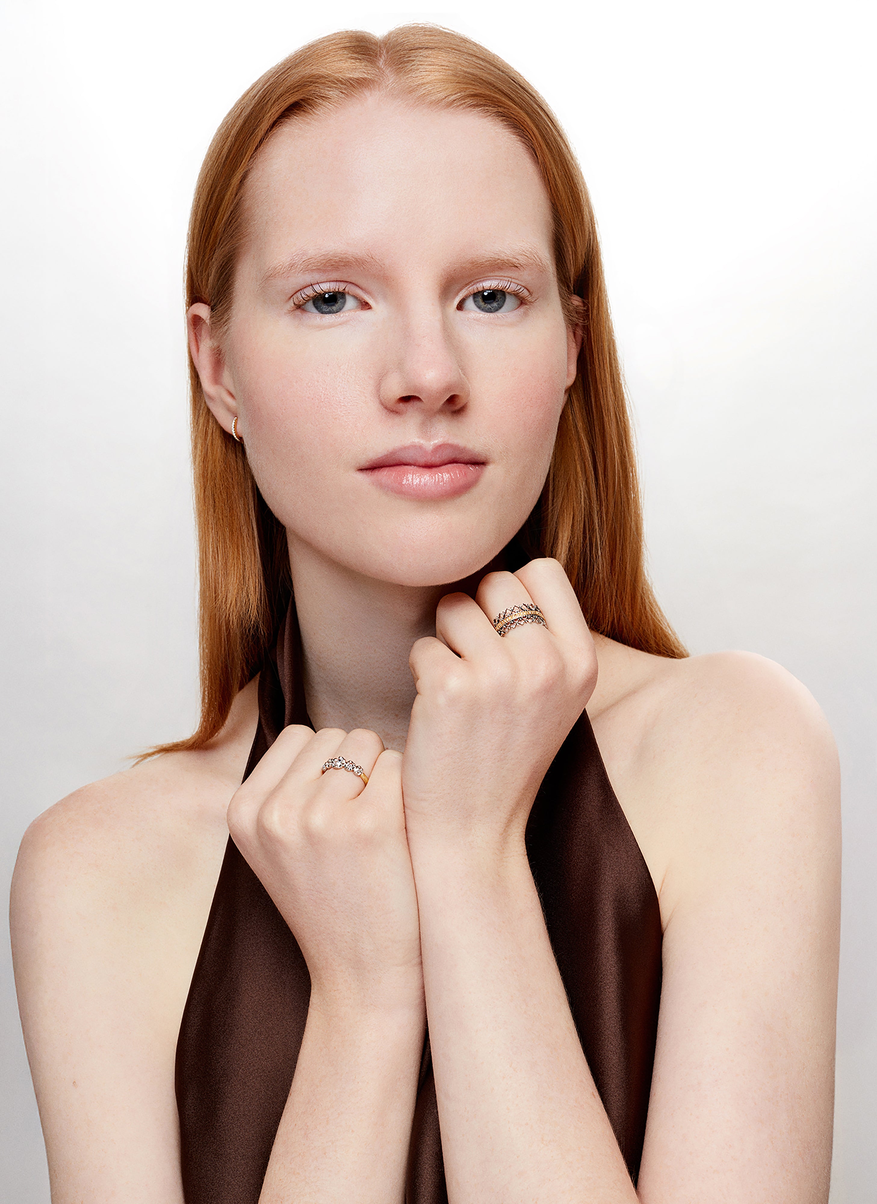 Bague Rosecut or jaune et diamants