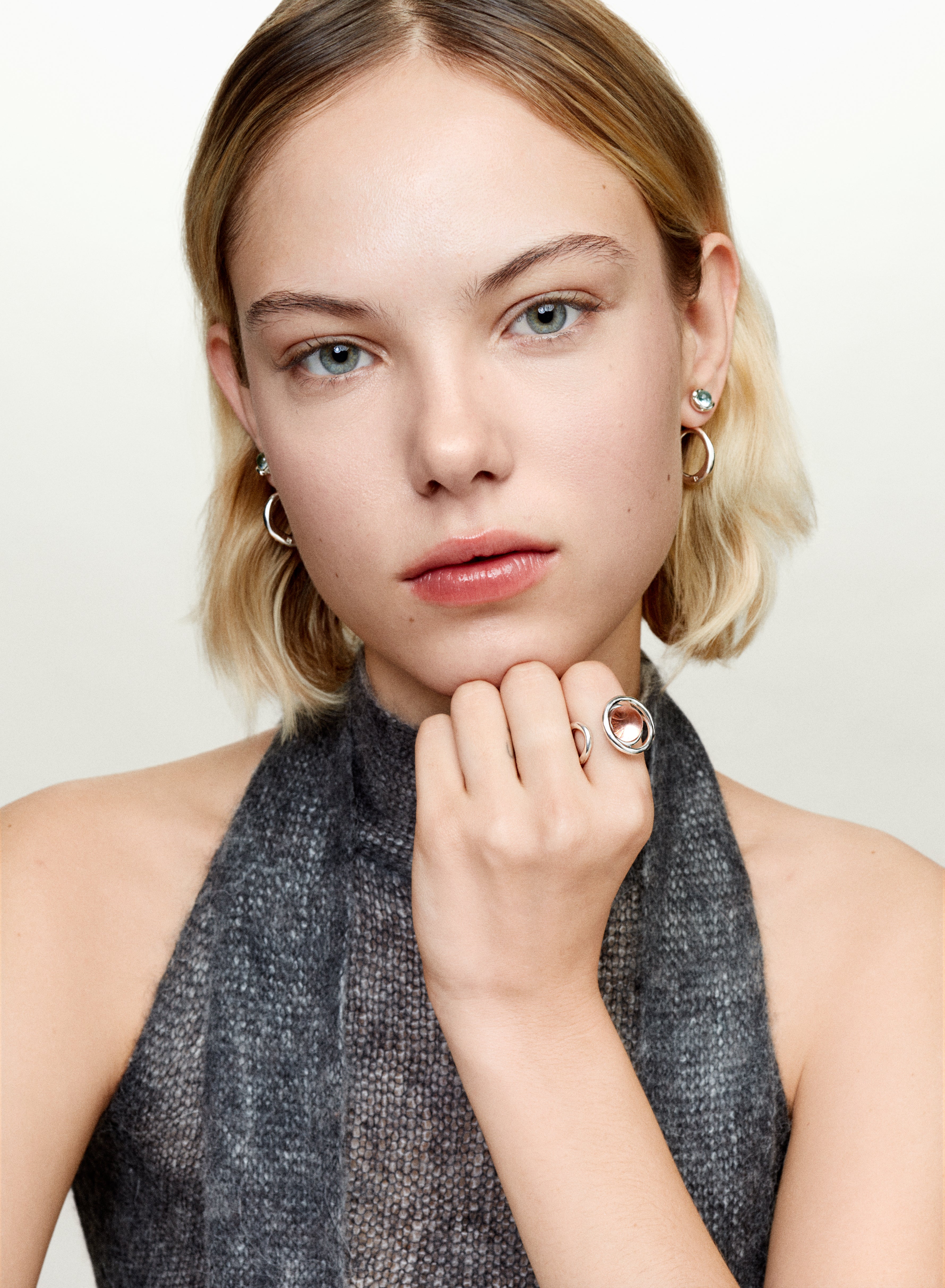 Bague Eclipse en argent et Verre Murano Melon Sorbet