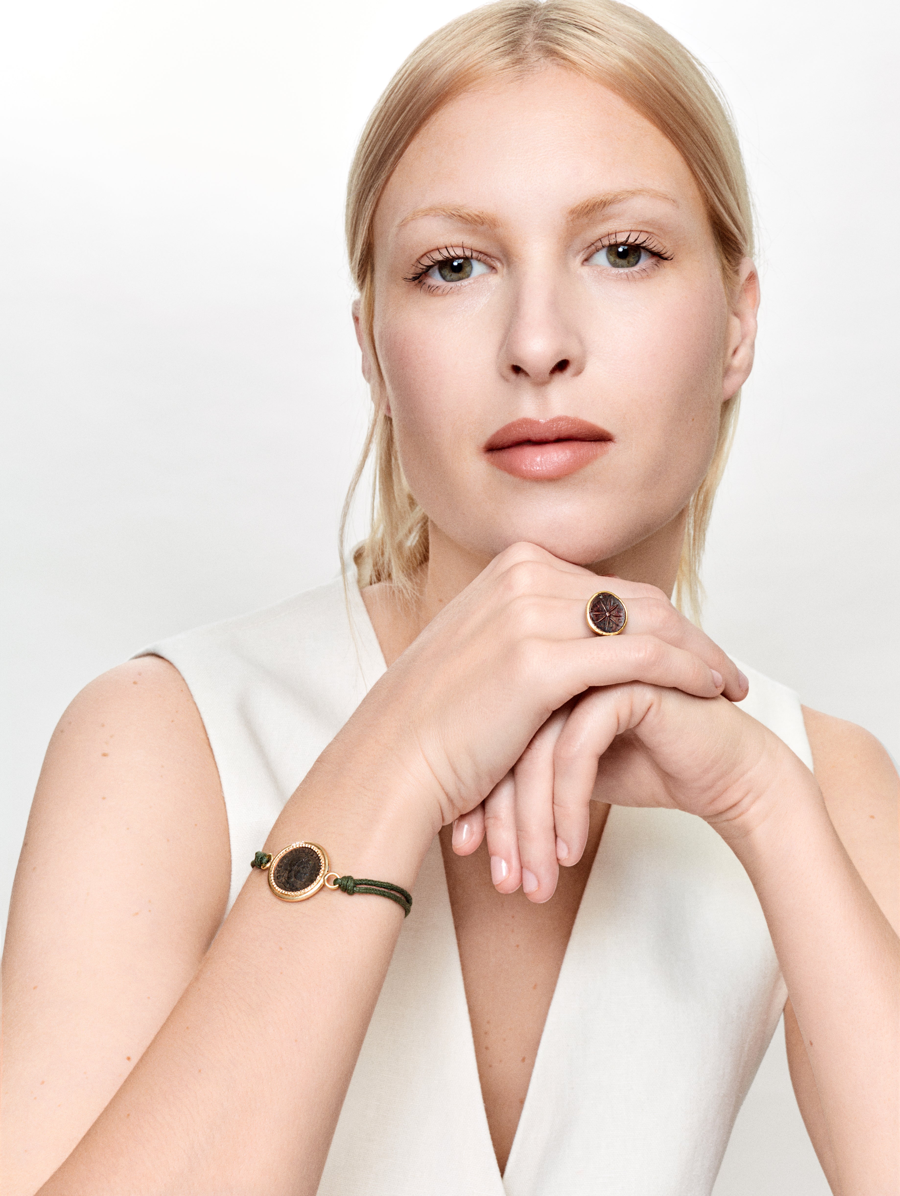 Bracelet Bronze Roman Coin diamants