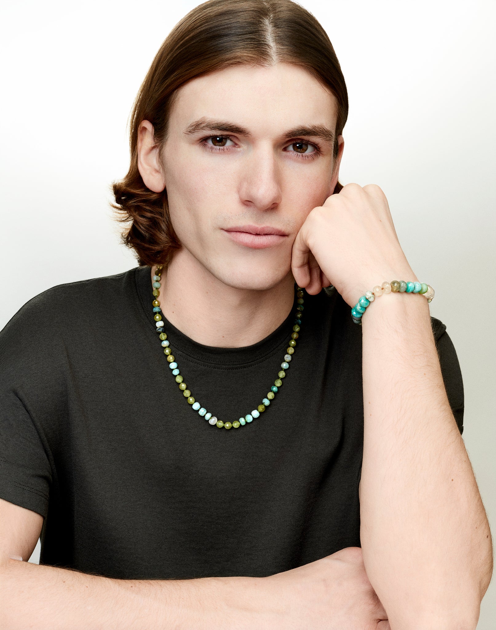 Collier Vert grenat et opale