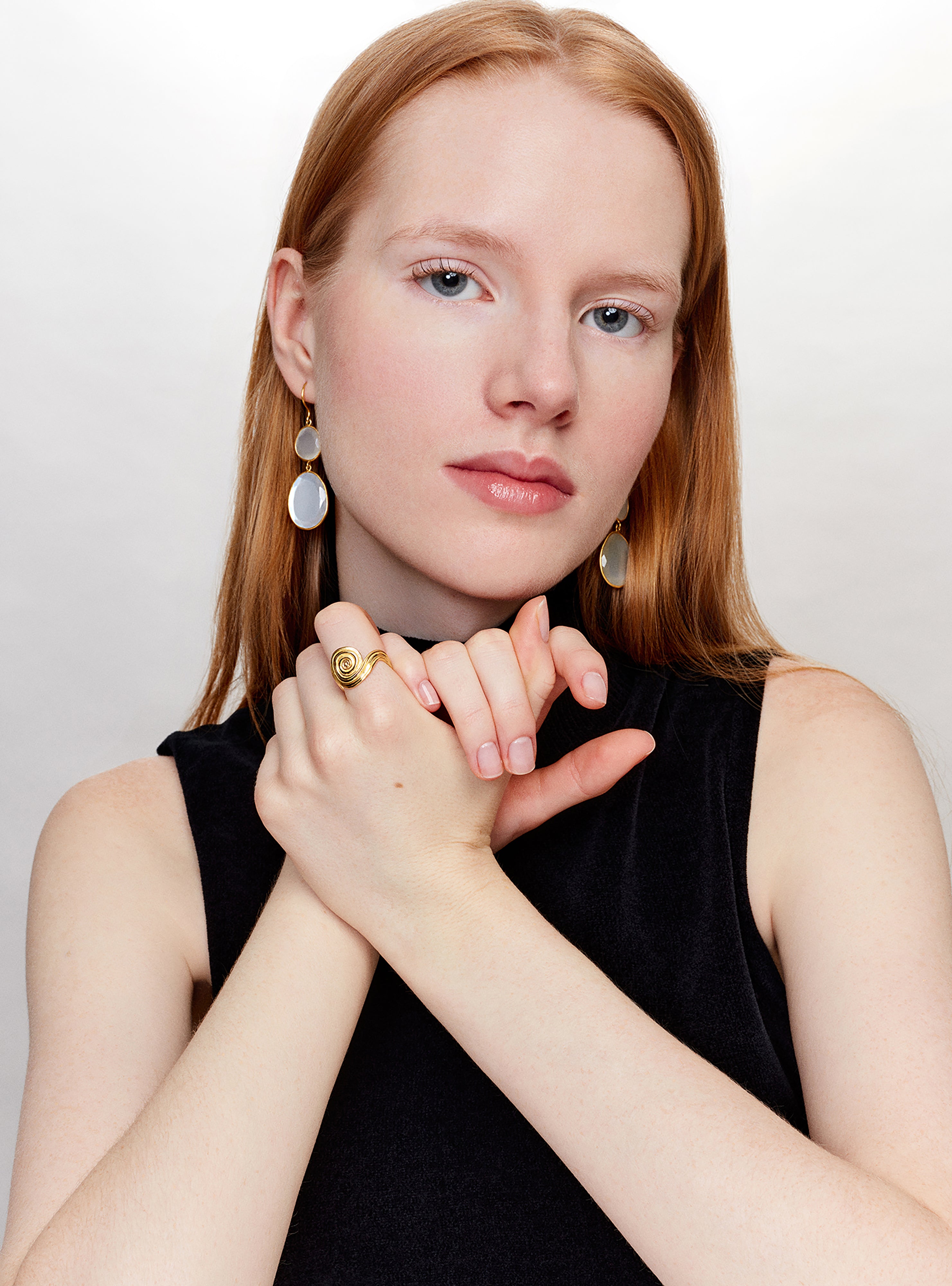 Boucles d'oreilles Luna Double Drop Pierre de Lune