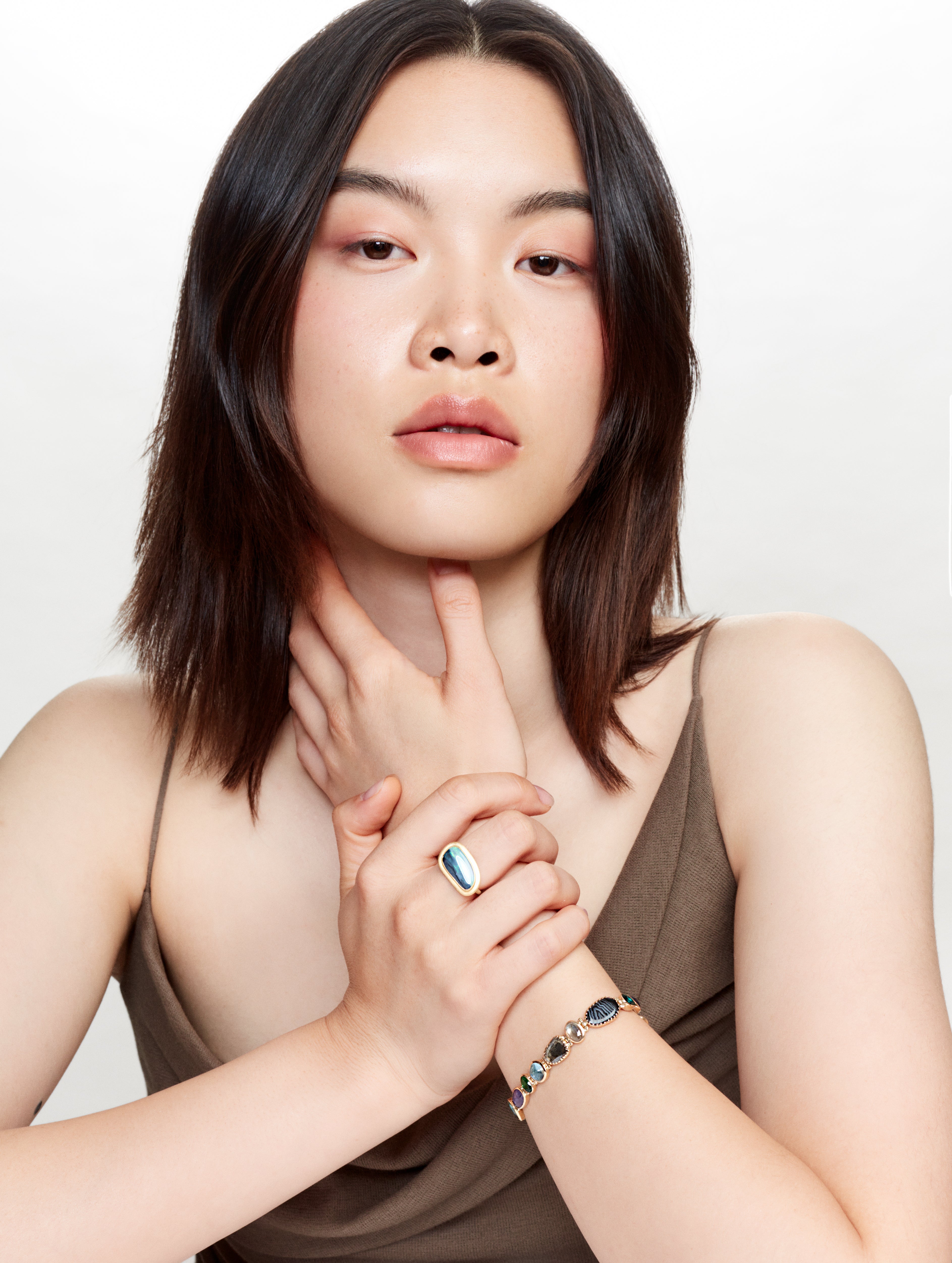 Bracelet Souple Agate, Tourmaline et Saphir