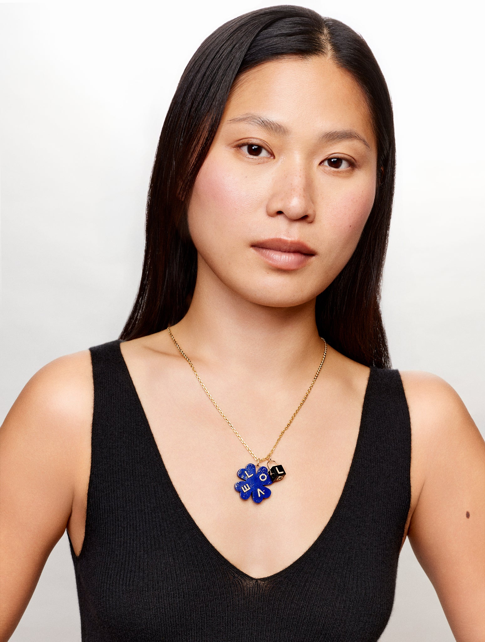 Pendentif Trèfle Love Lapis lazuli