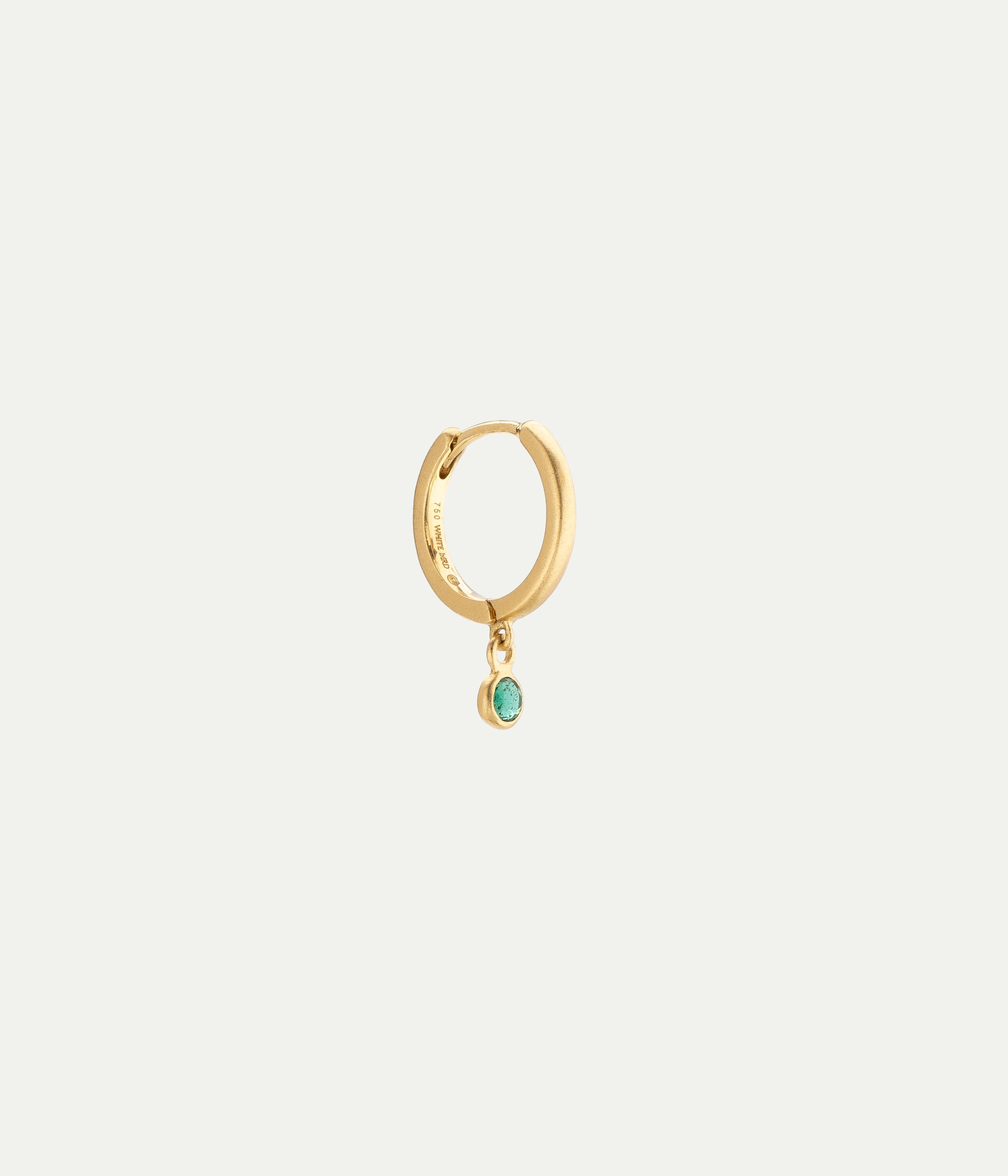 Ada matte yellow gold and emerald hoop