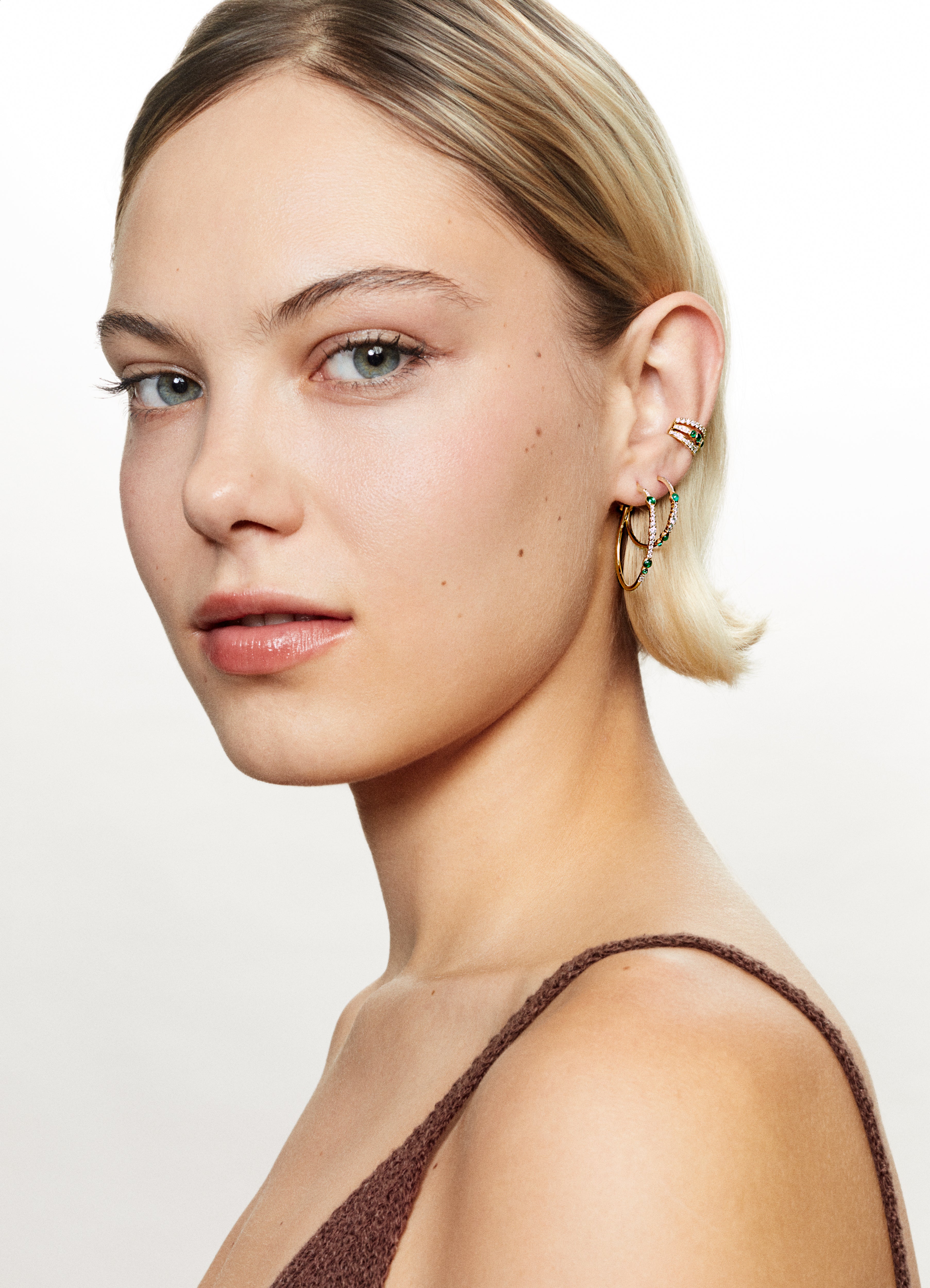 Simone L emeralds hoops