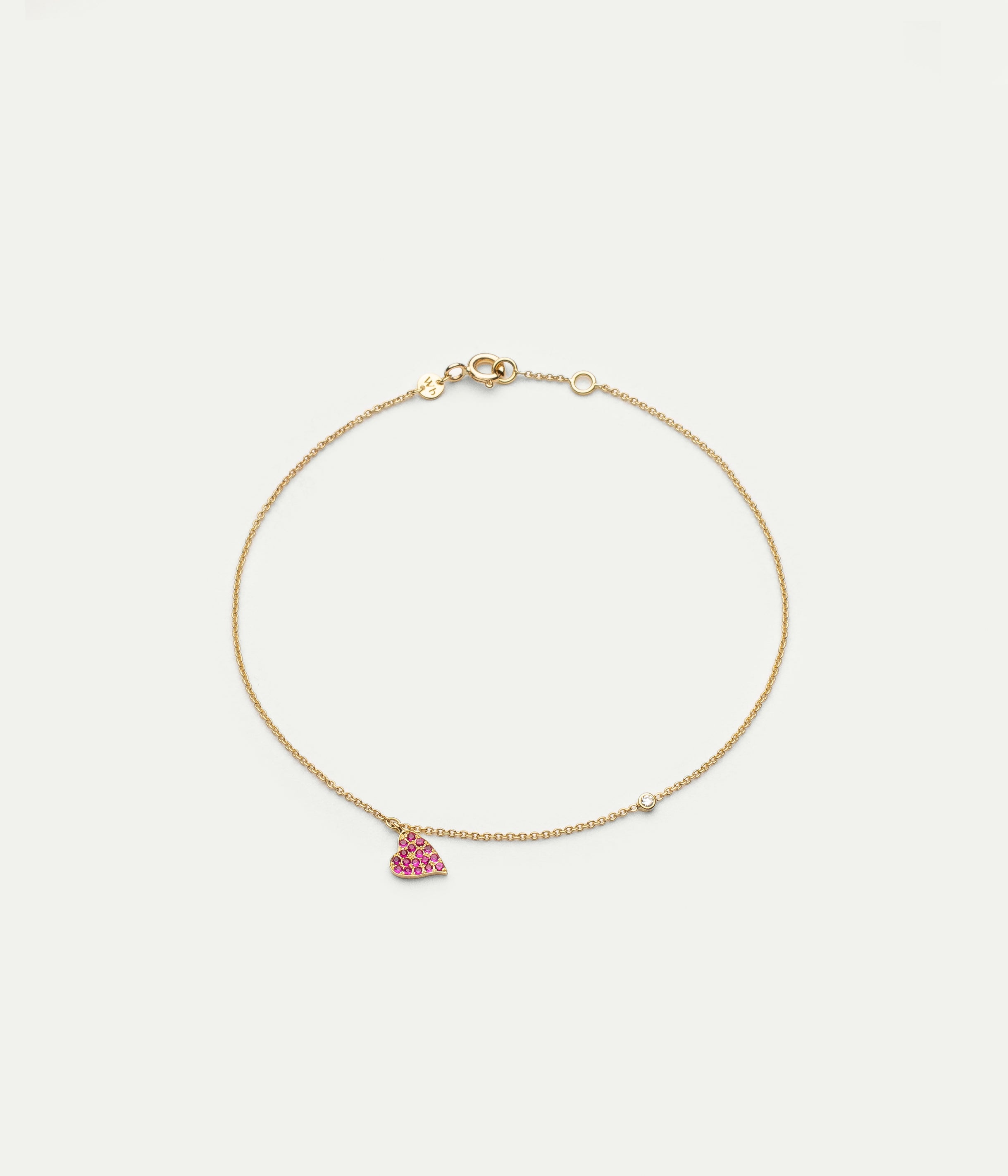 Bracelet de cheville Clarisse Coeur Rubis