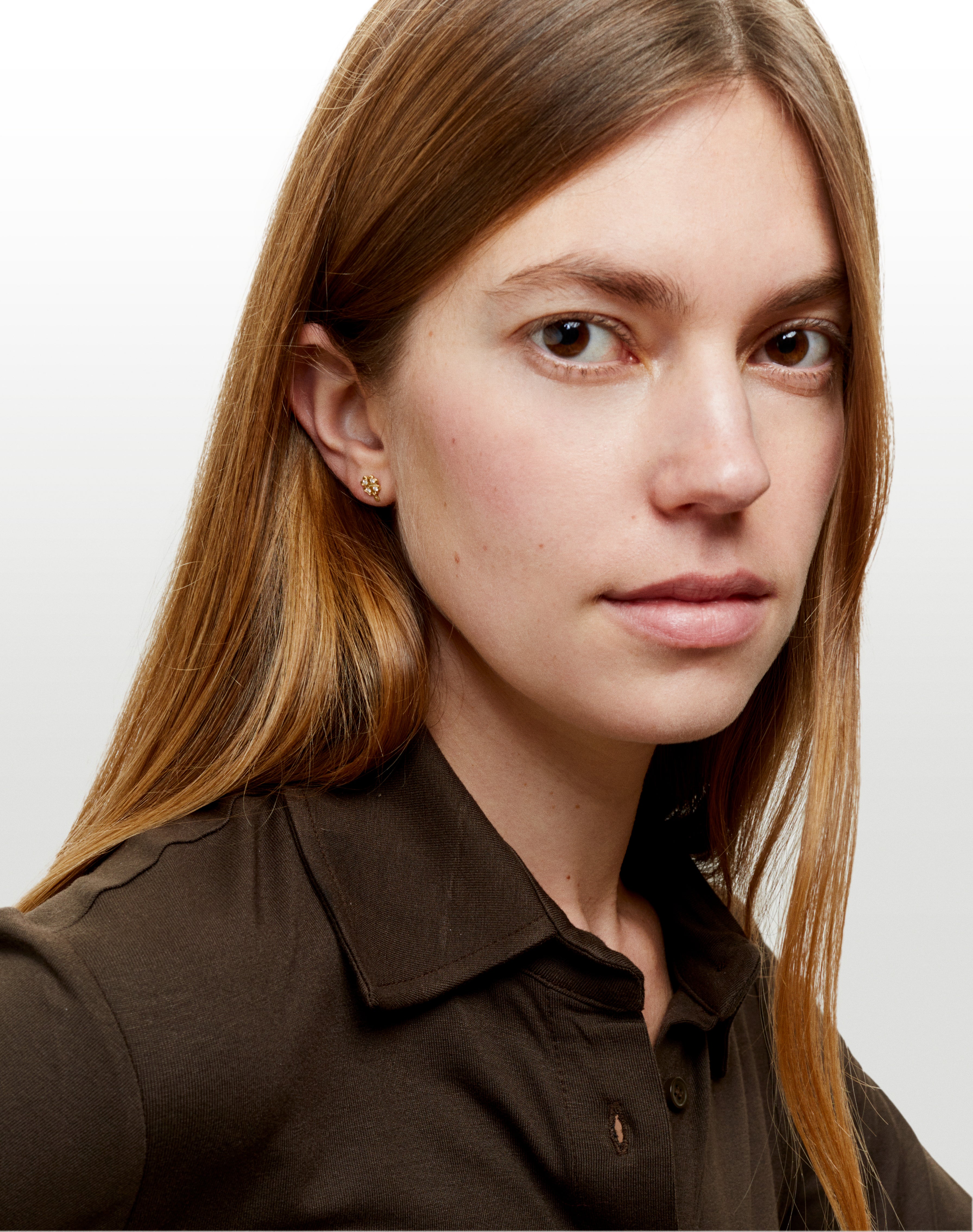 Clover Yellow gold & Diamonds Stud