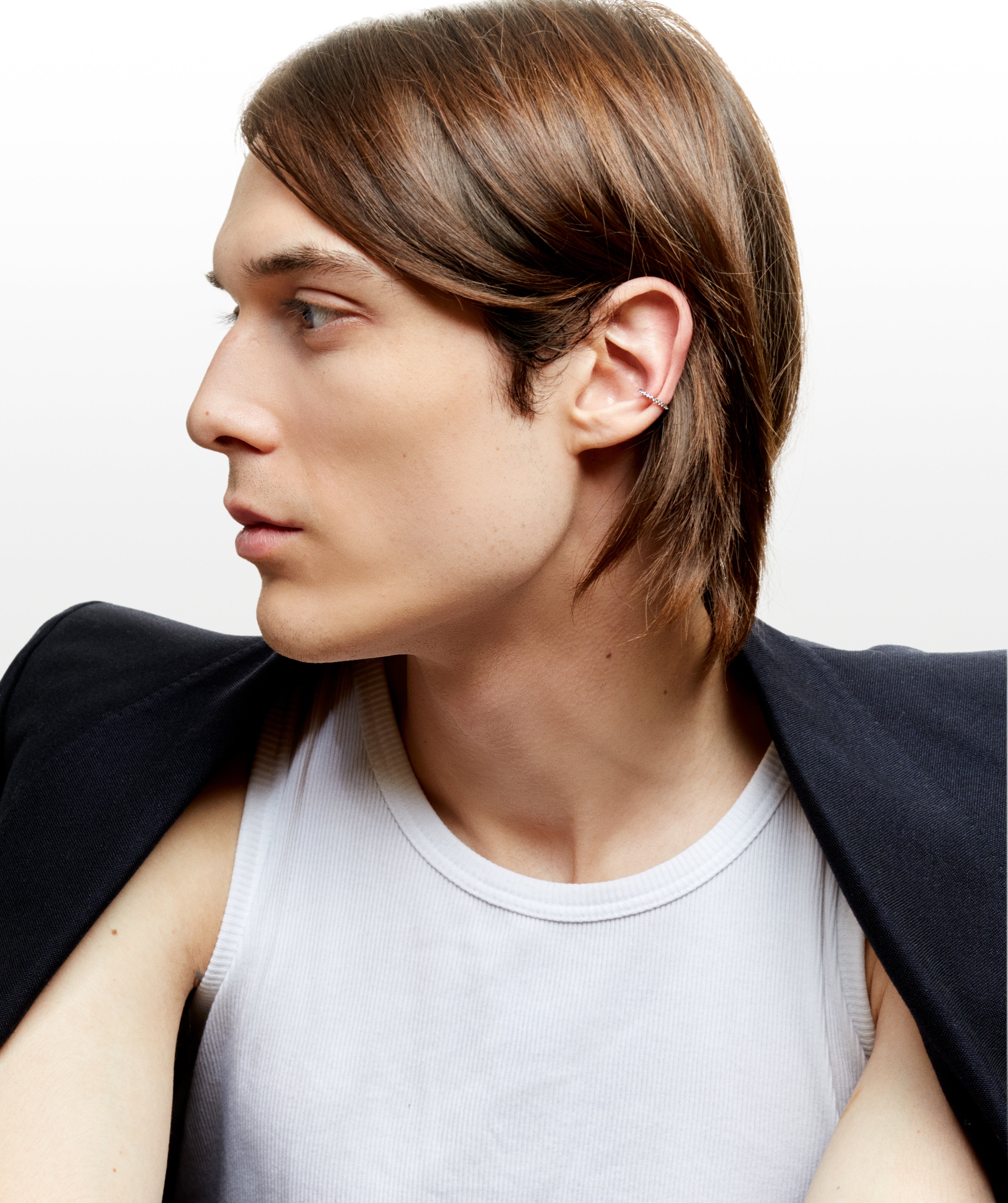 Earcuff Suzanne or noir et diamants