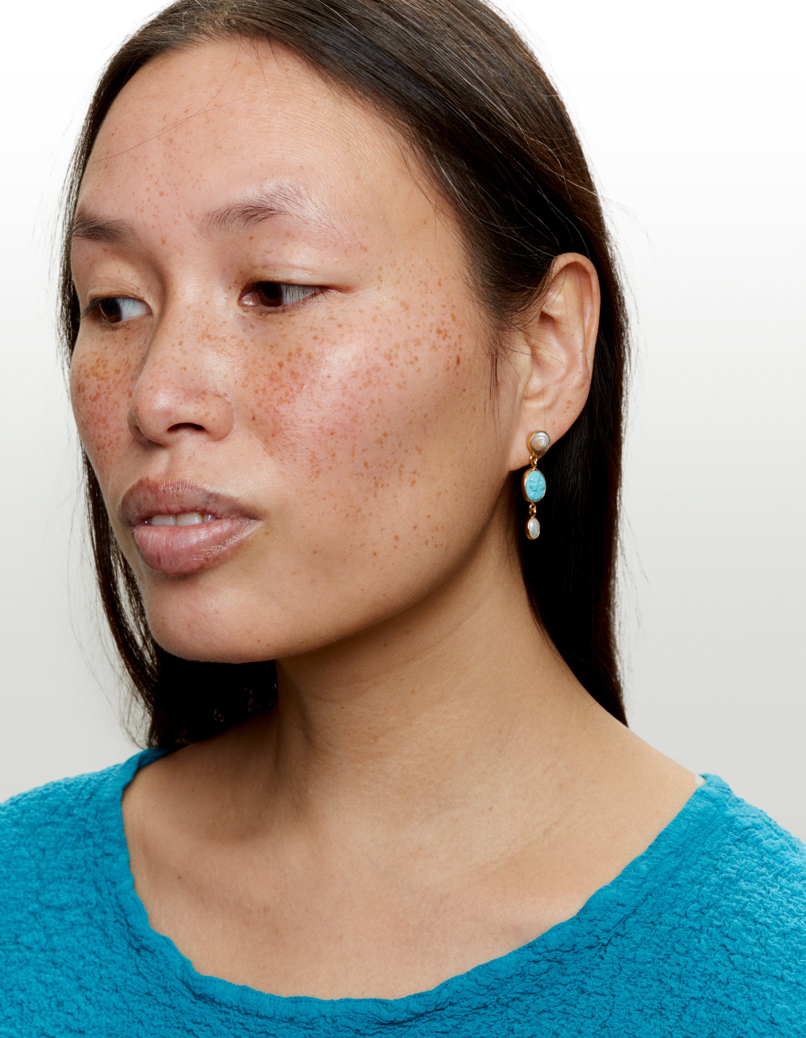 Three charm turquoise earrings