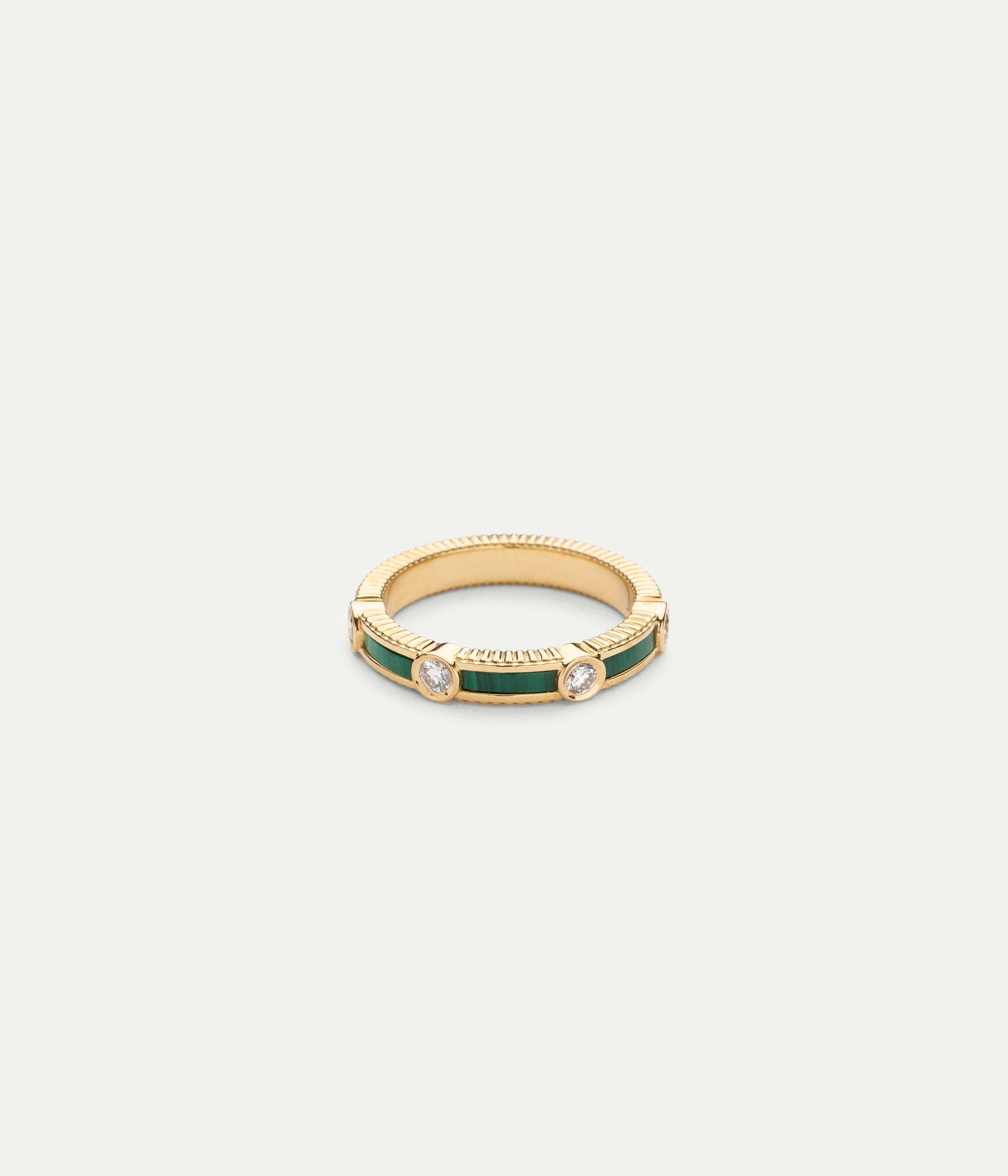 Rayon malachite diamond ring