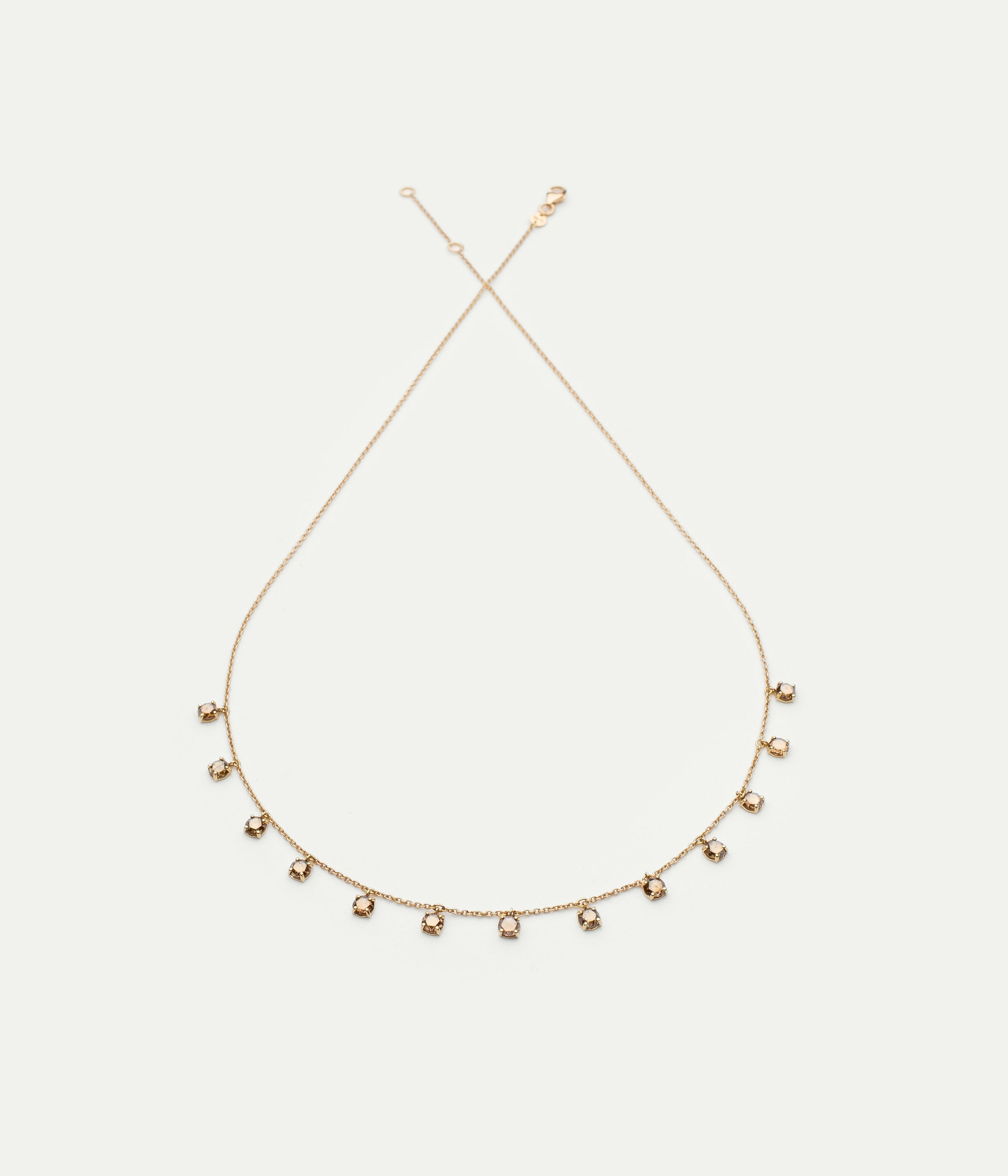 Dancing drop thirteen brown diamonds necklace