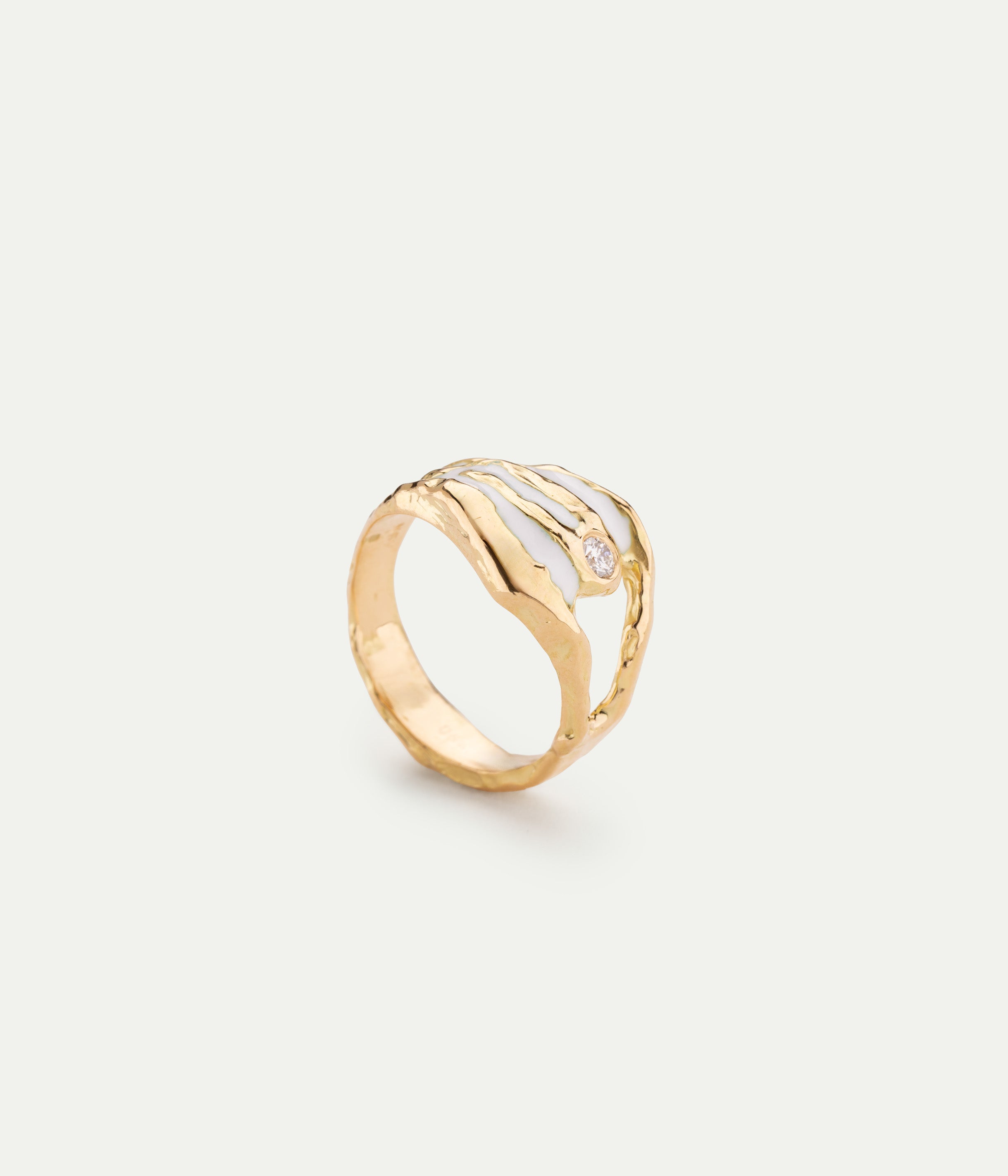 Bague Blanche émail et diamant