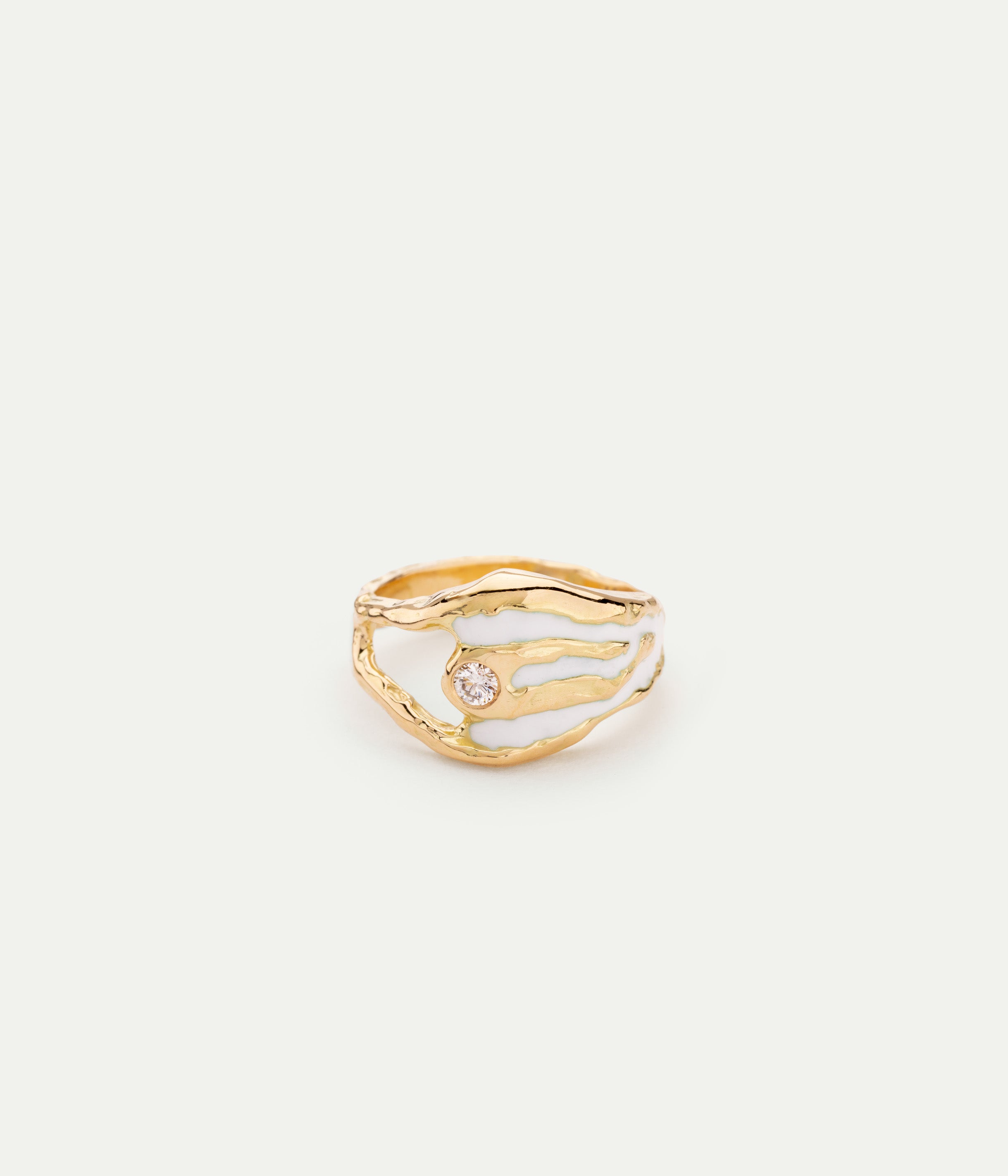 Bague Blanche émail et diamant
