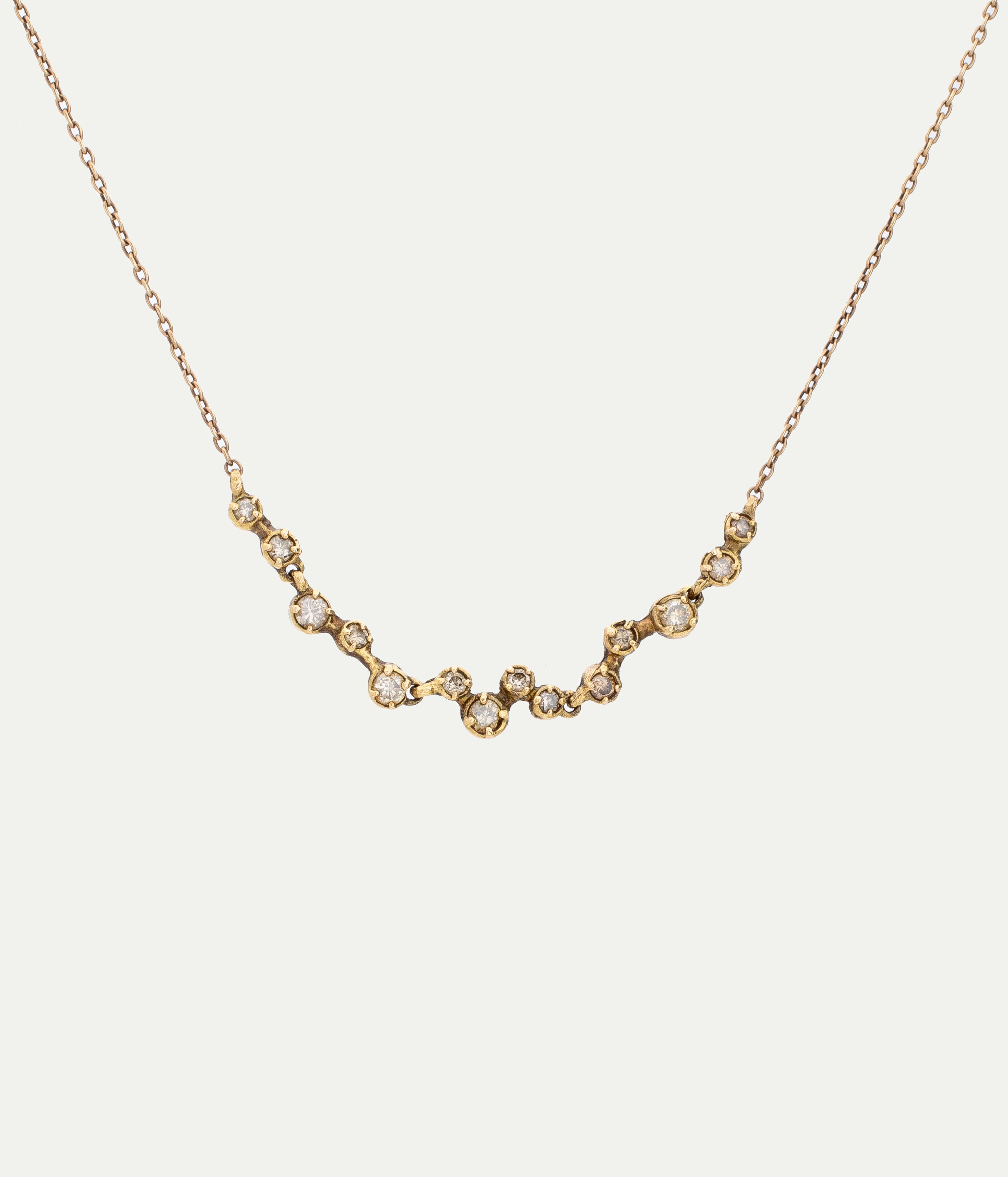 Lucky yellow gold and 14 diamonds necklace