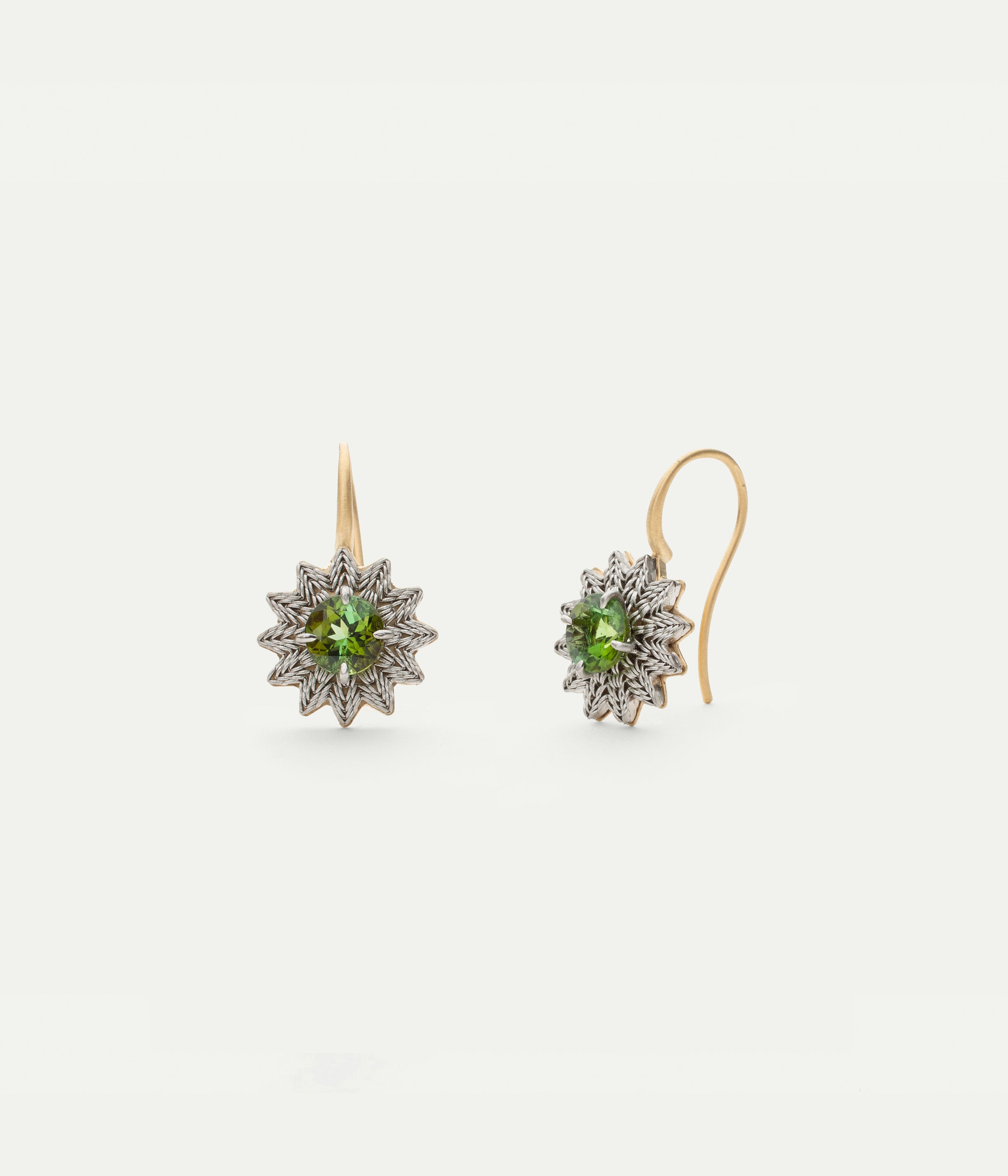 Boucles d'oreilles Flower or jaune et tourmaline