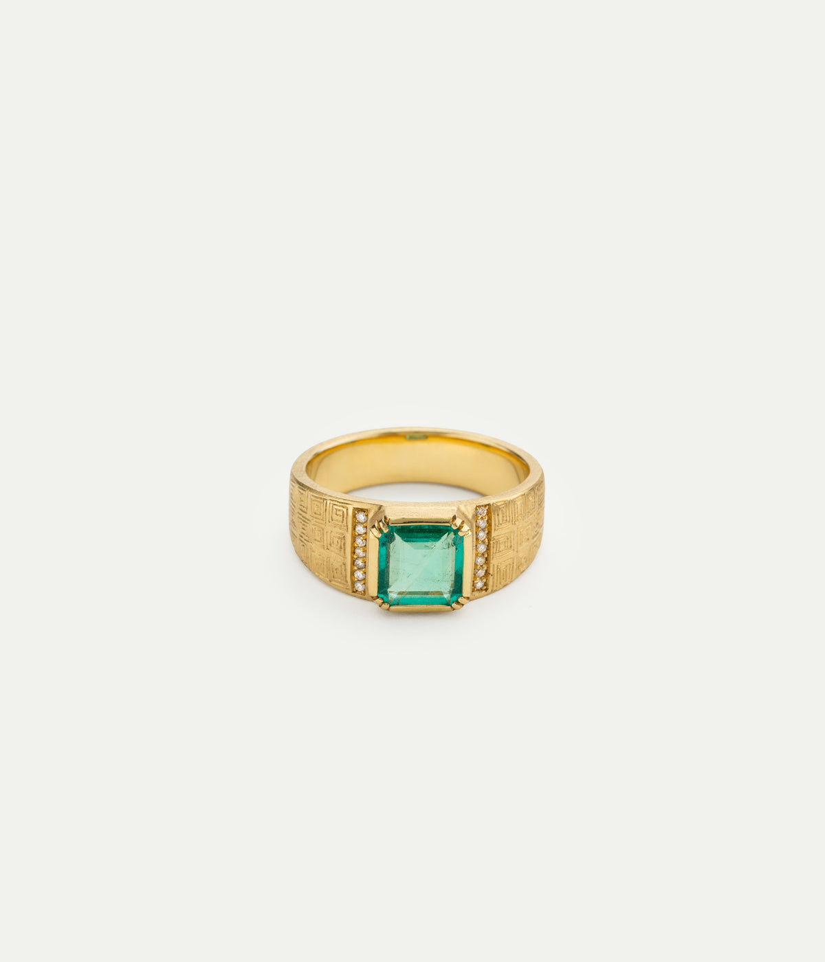 Talisman Shield emerald ring