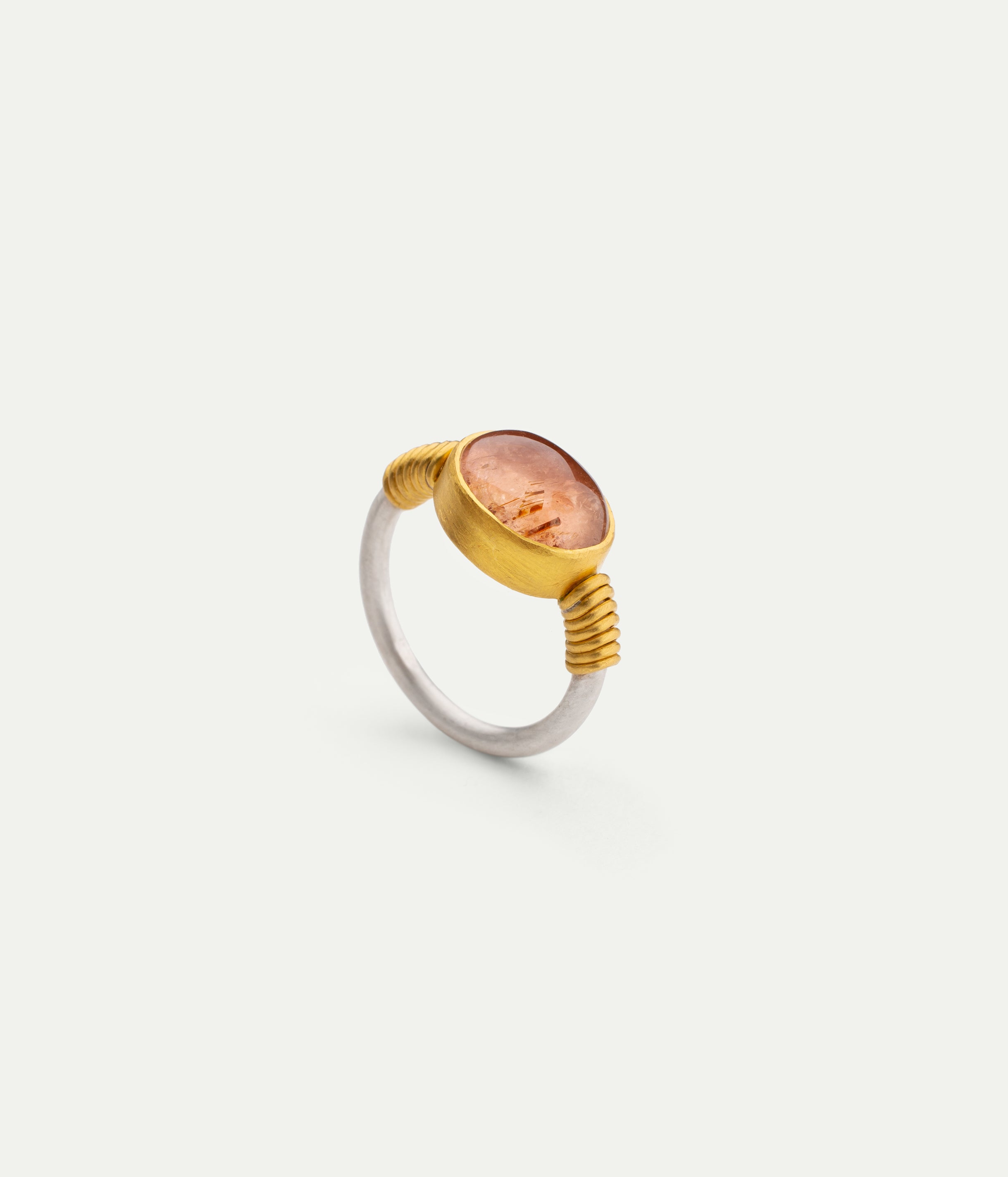 Peach Cabochon tourmaline ring