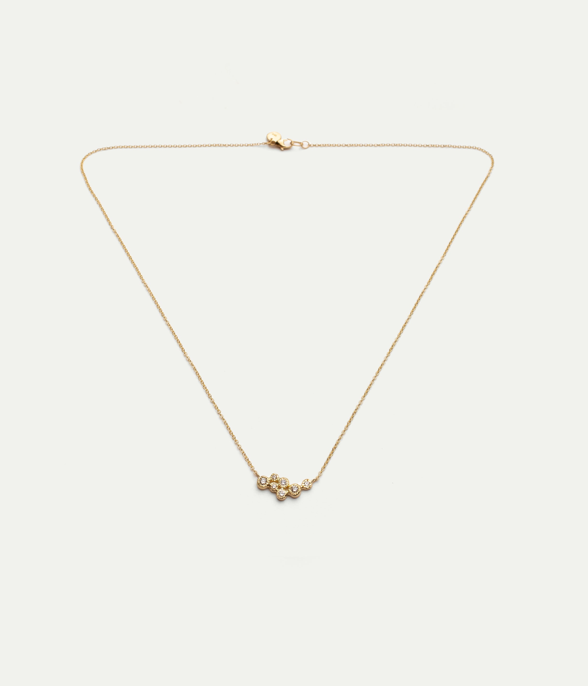 Collier 7 Bezel cluster or jaune et diamants