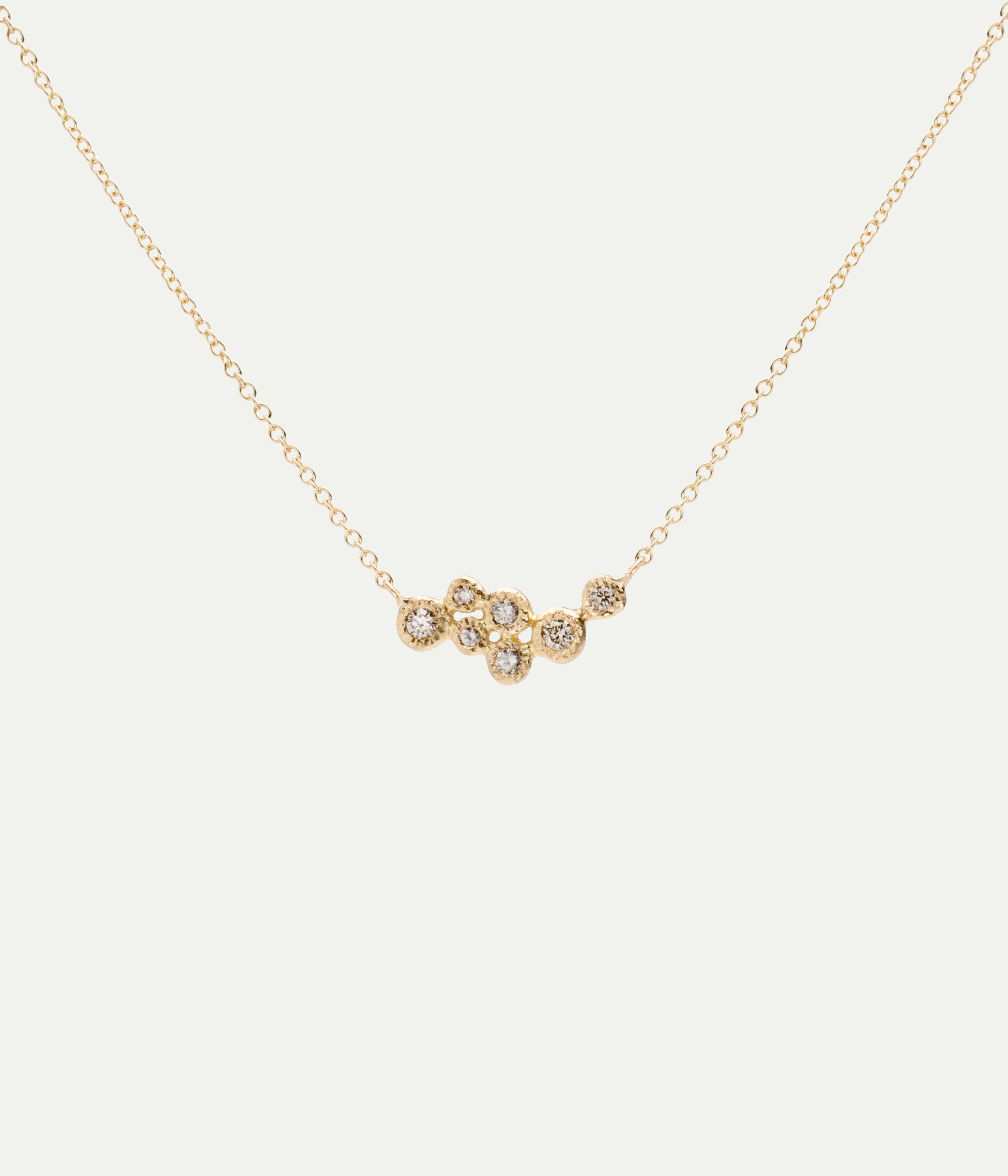 7 Bezel Cluster Yellow gold & diamonds necklace