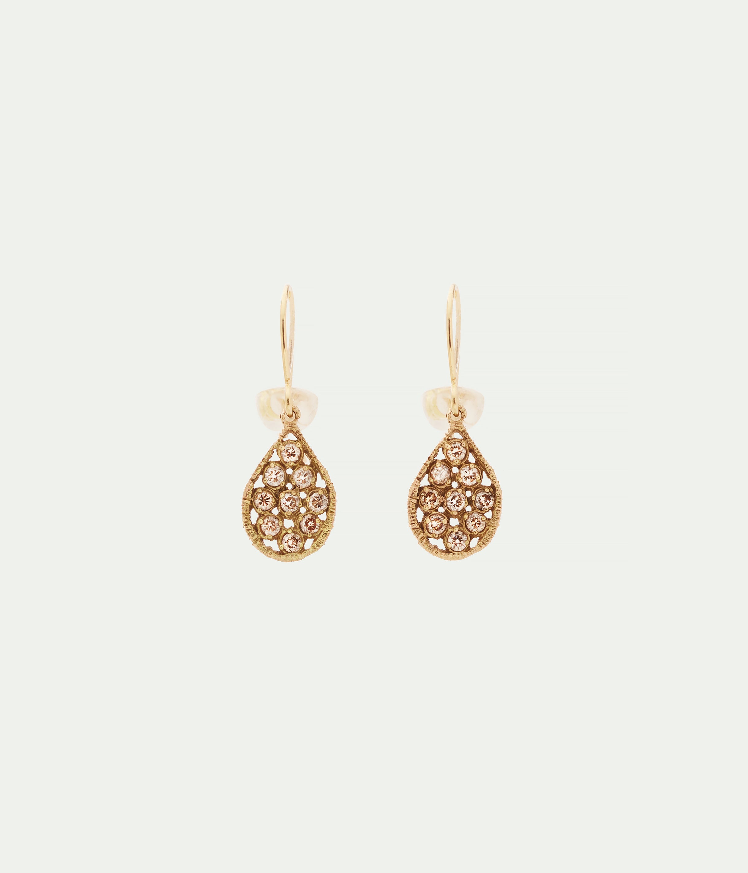 Drops yellow gold and brown diamonds earrings