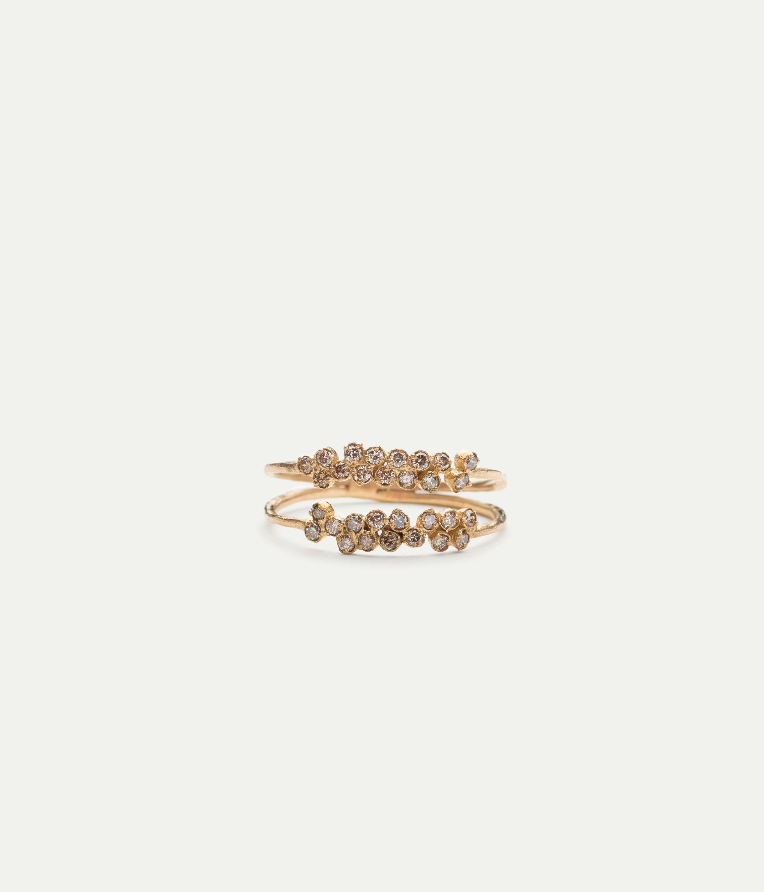 Double yellow gold and diamonds ring