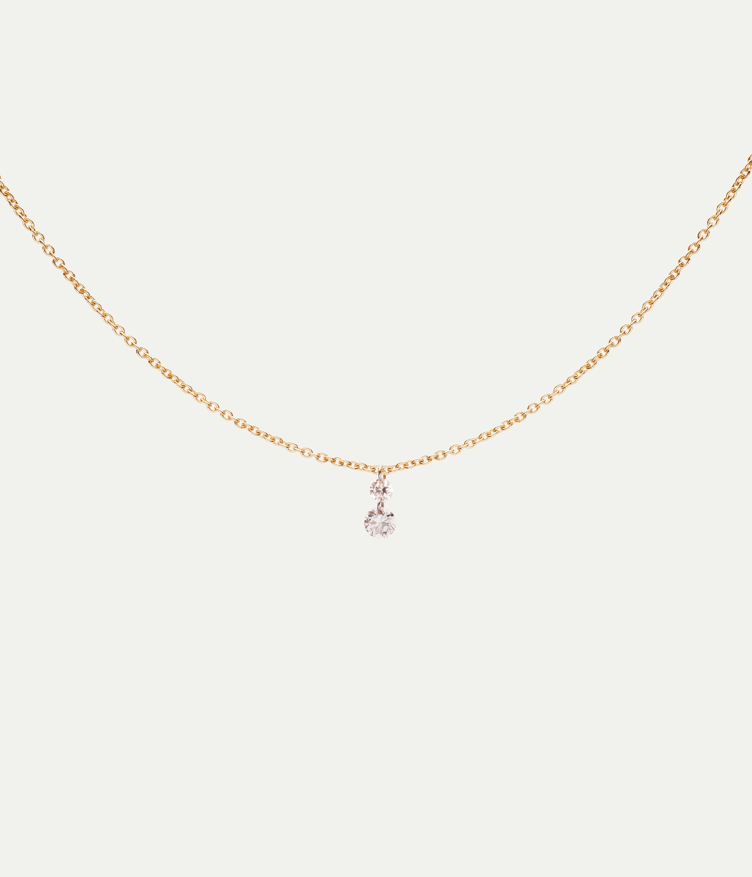 Capucine yellow gold and two diamonds necklace