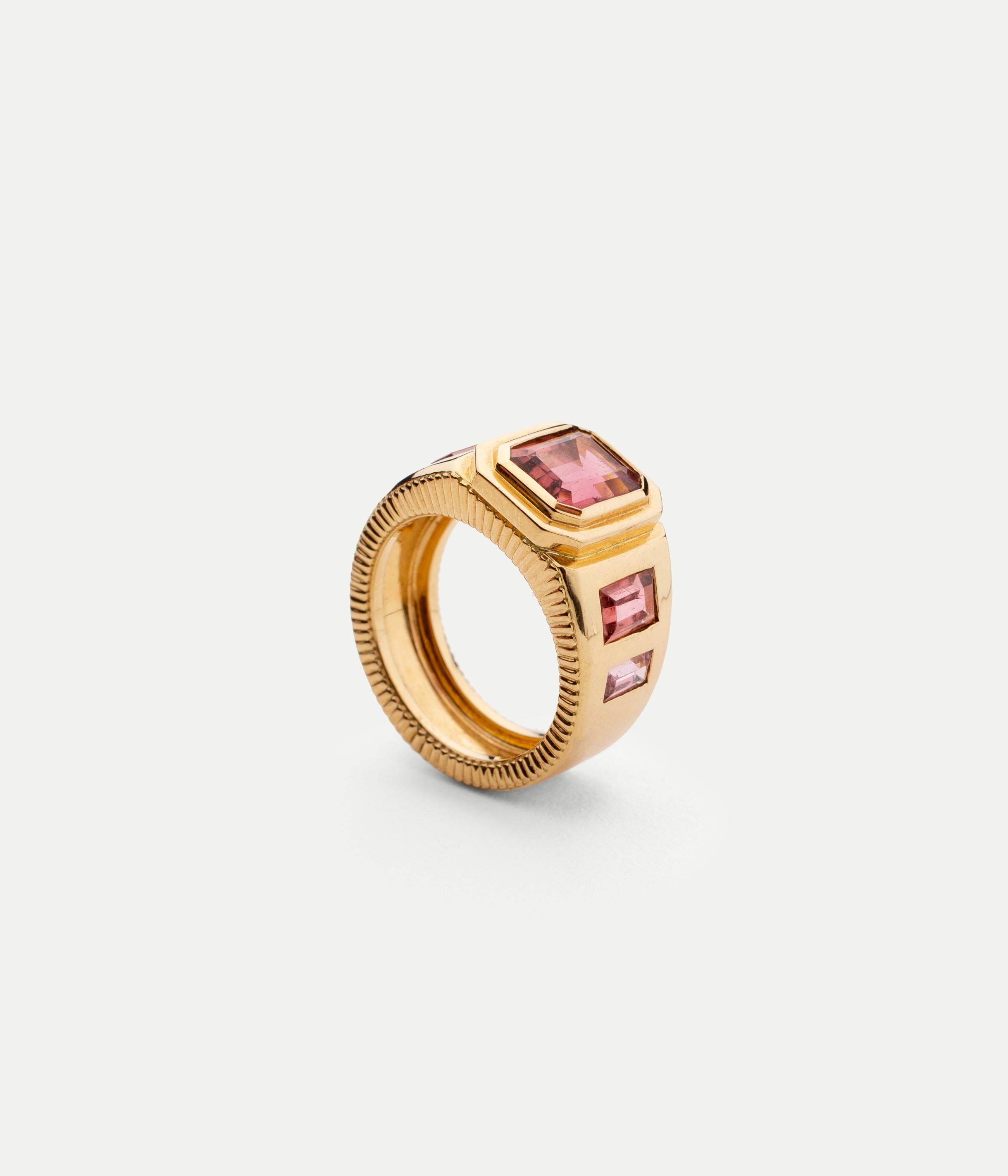 Bague Miroitante tourmalines roses