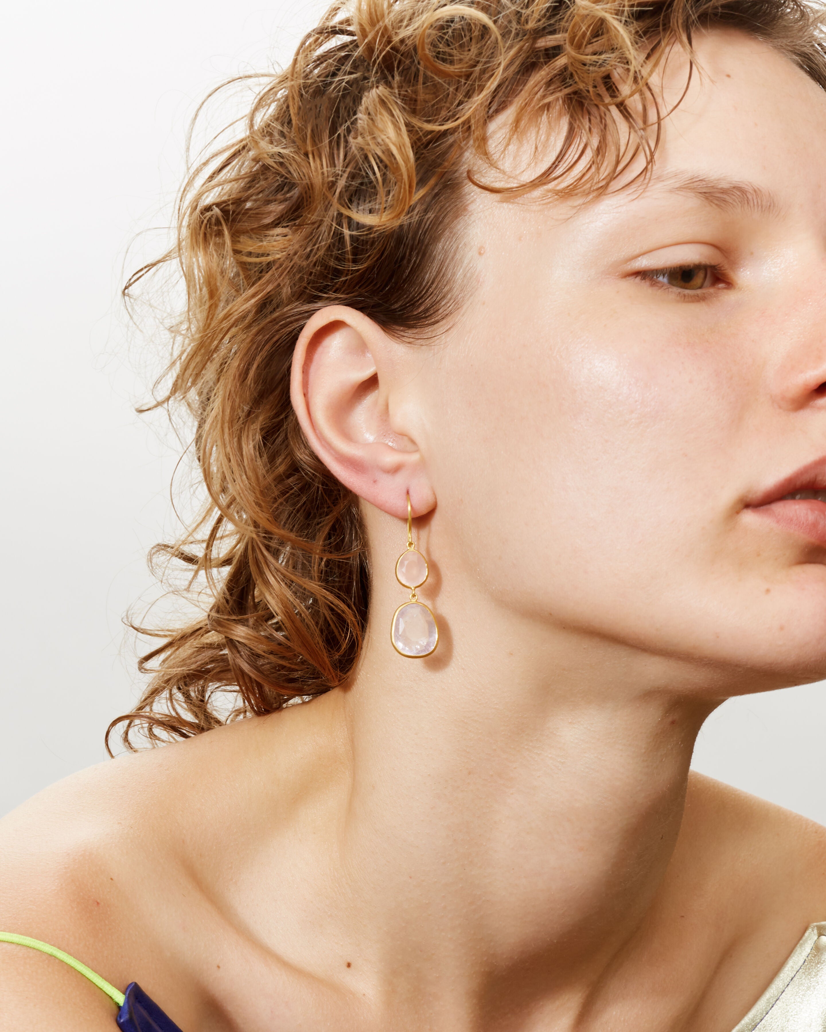 Boucles D'oreilles Peony Pink Double Drop