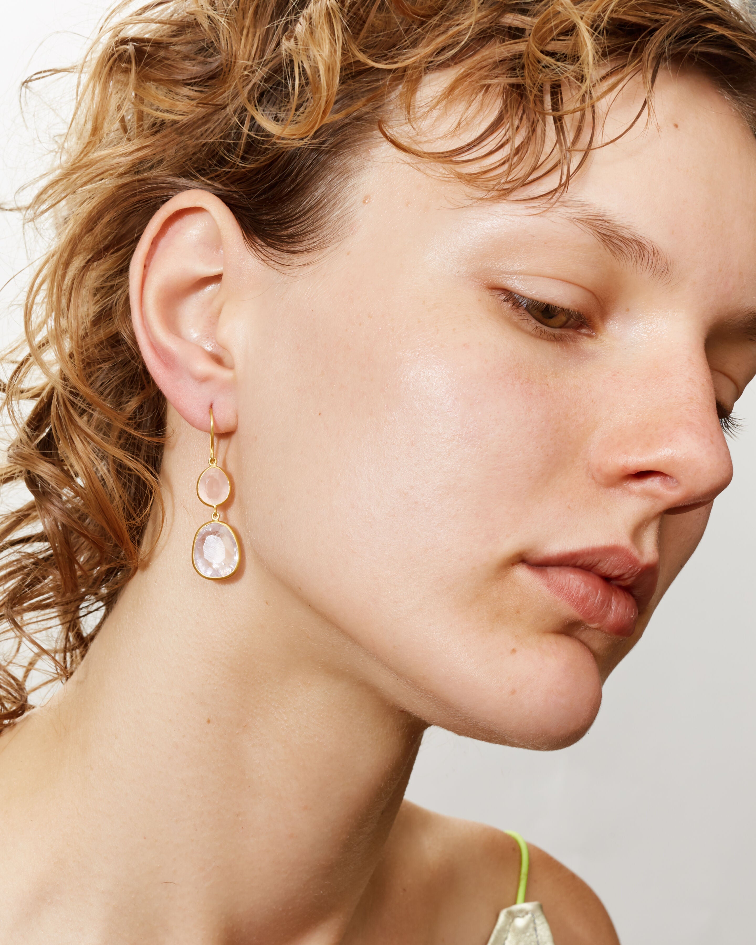 Boucles D'oreilles Peony Pink Double Drop