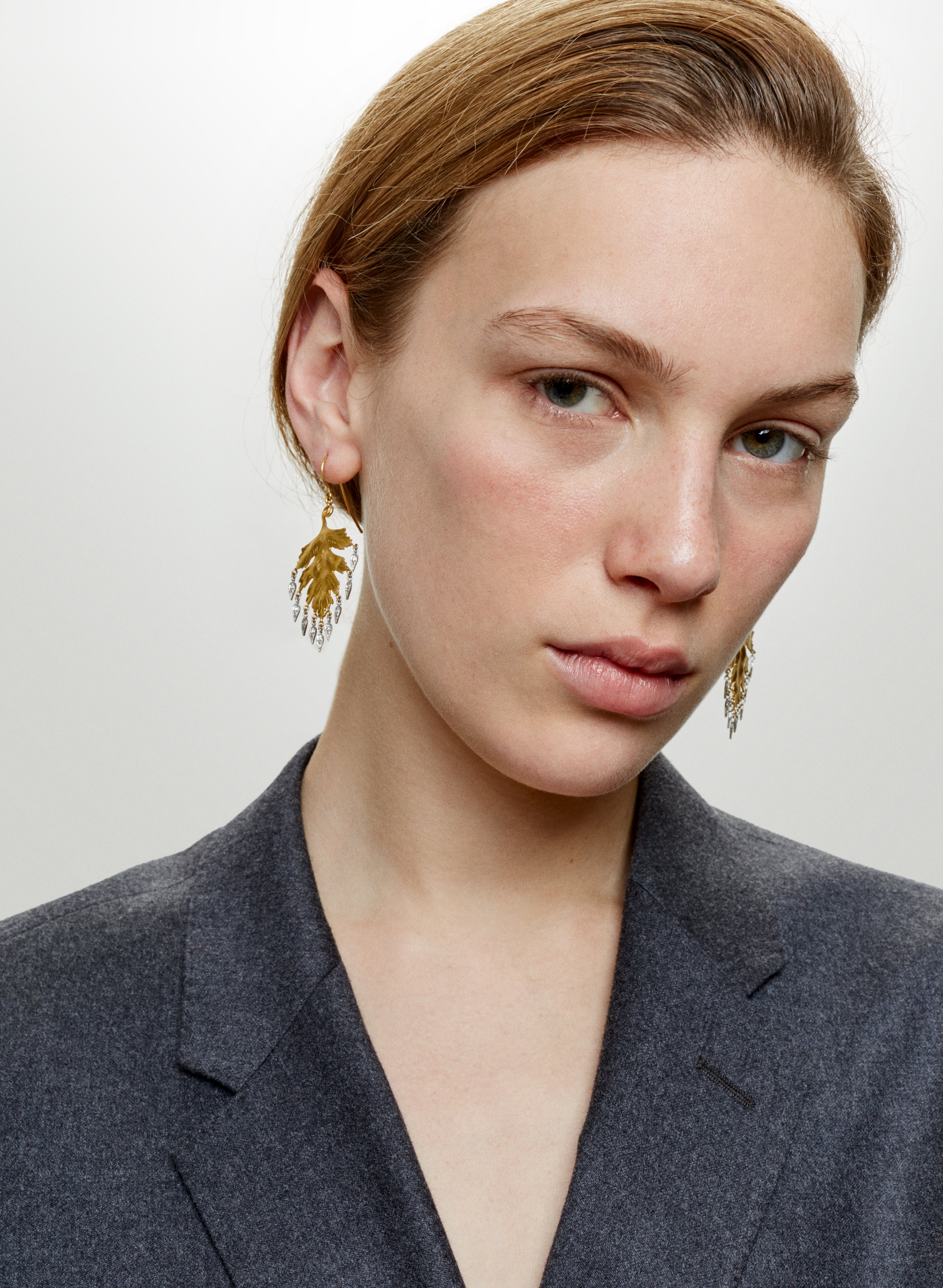 Large Leaf with Dewdrops earrings