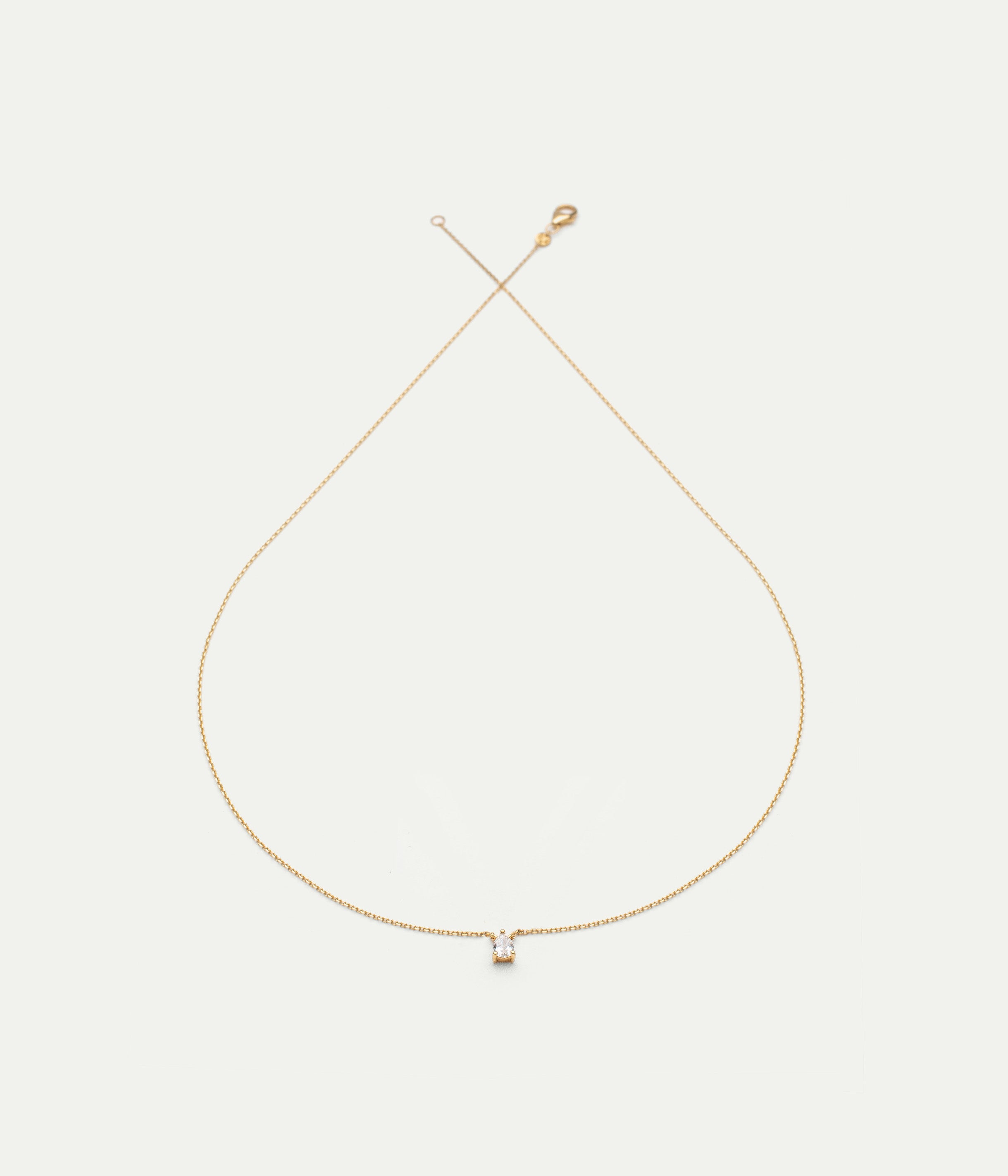 Fancy yellow gold and pear diamond necklace