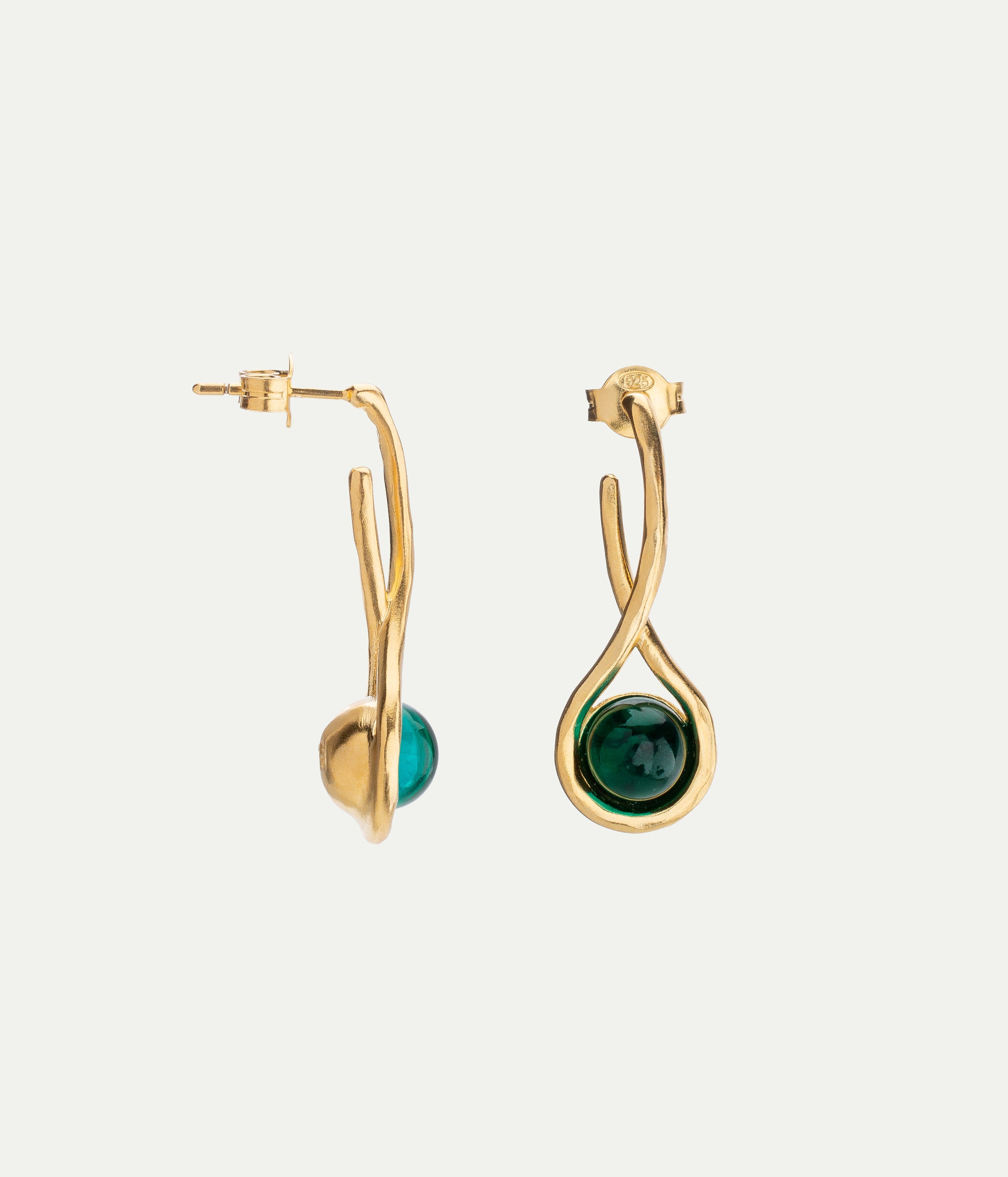 Boucles d'oreilles Dormeuses vert émeraude