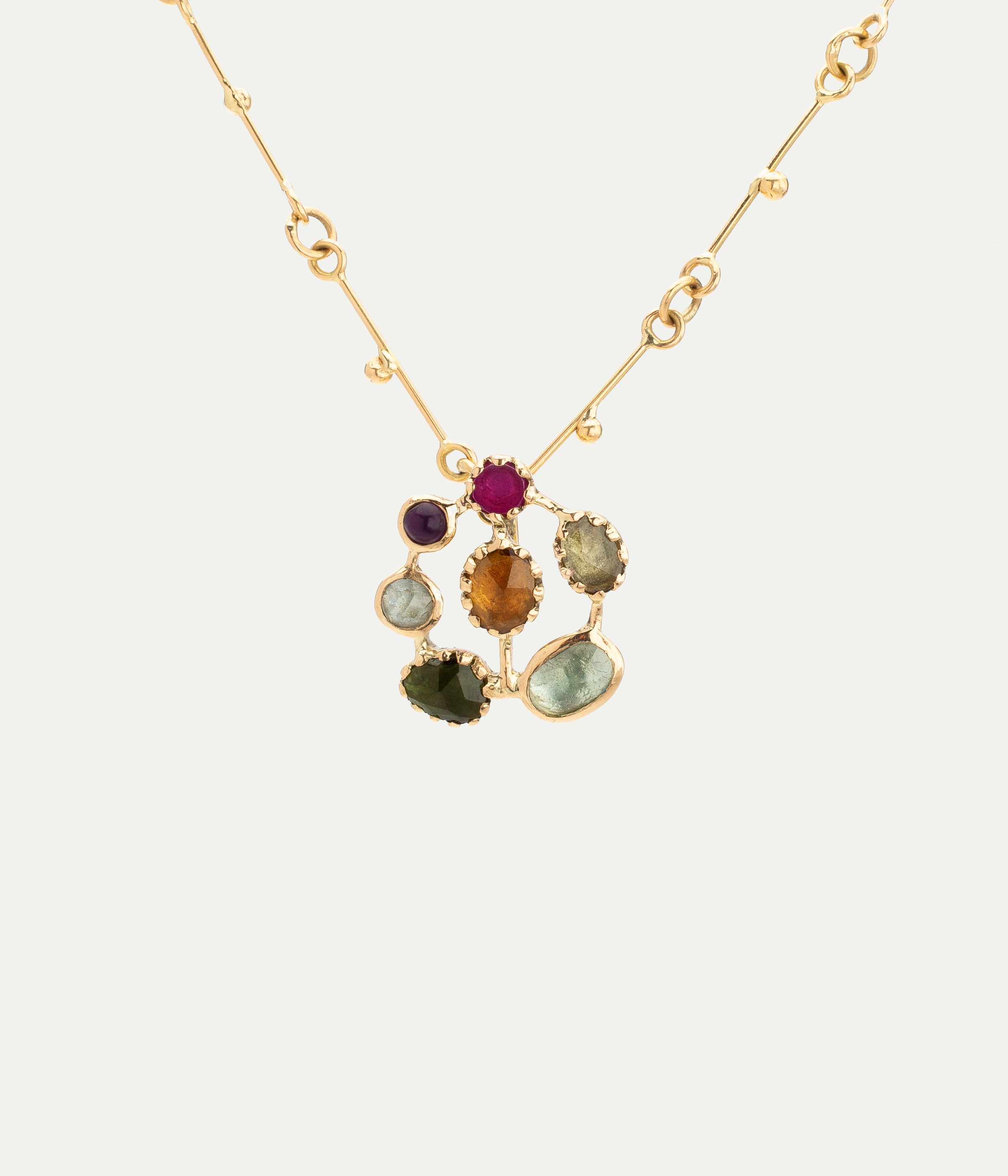 Pendentif Jardin or jaune et pierres