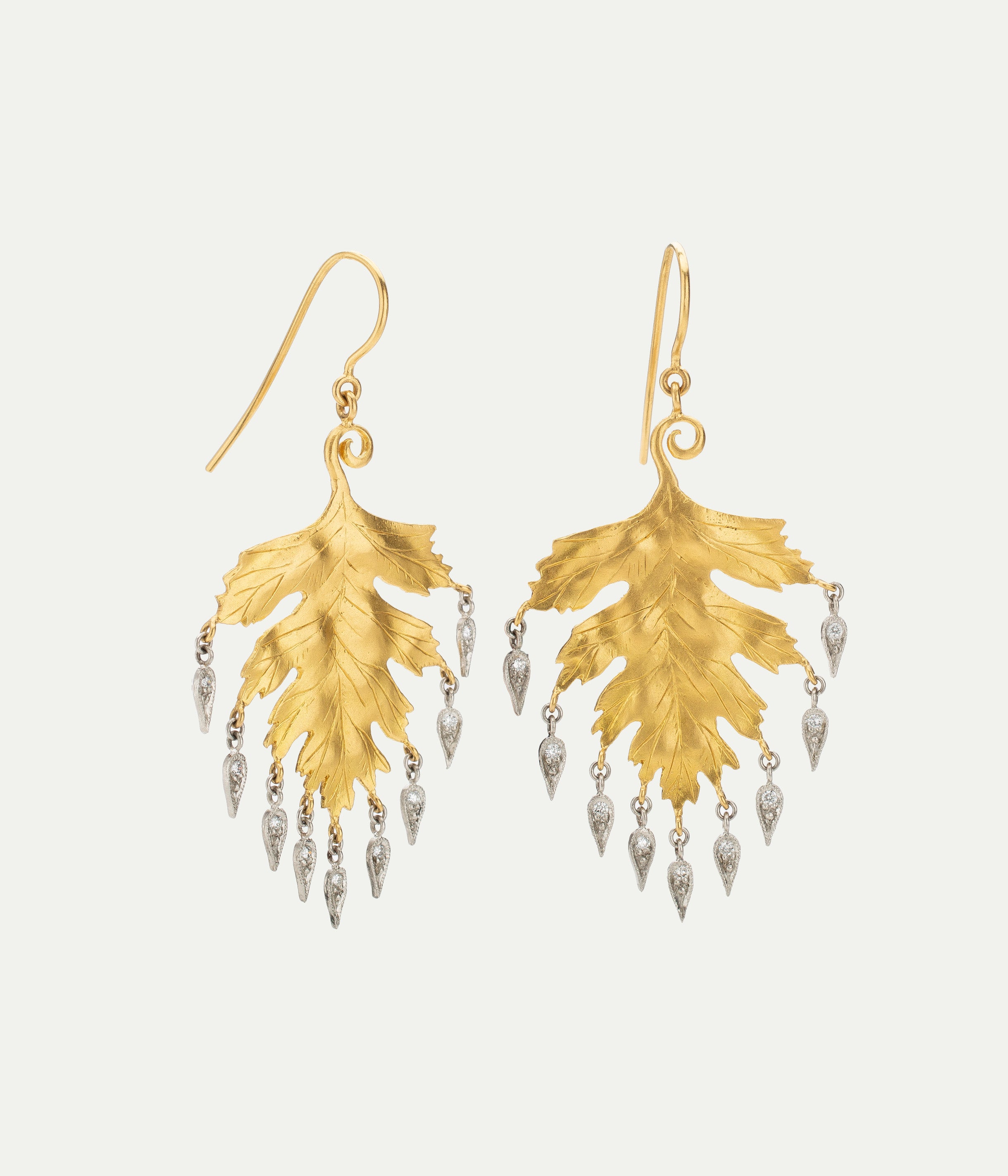 Large Leaf with Dewdrops earrings