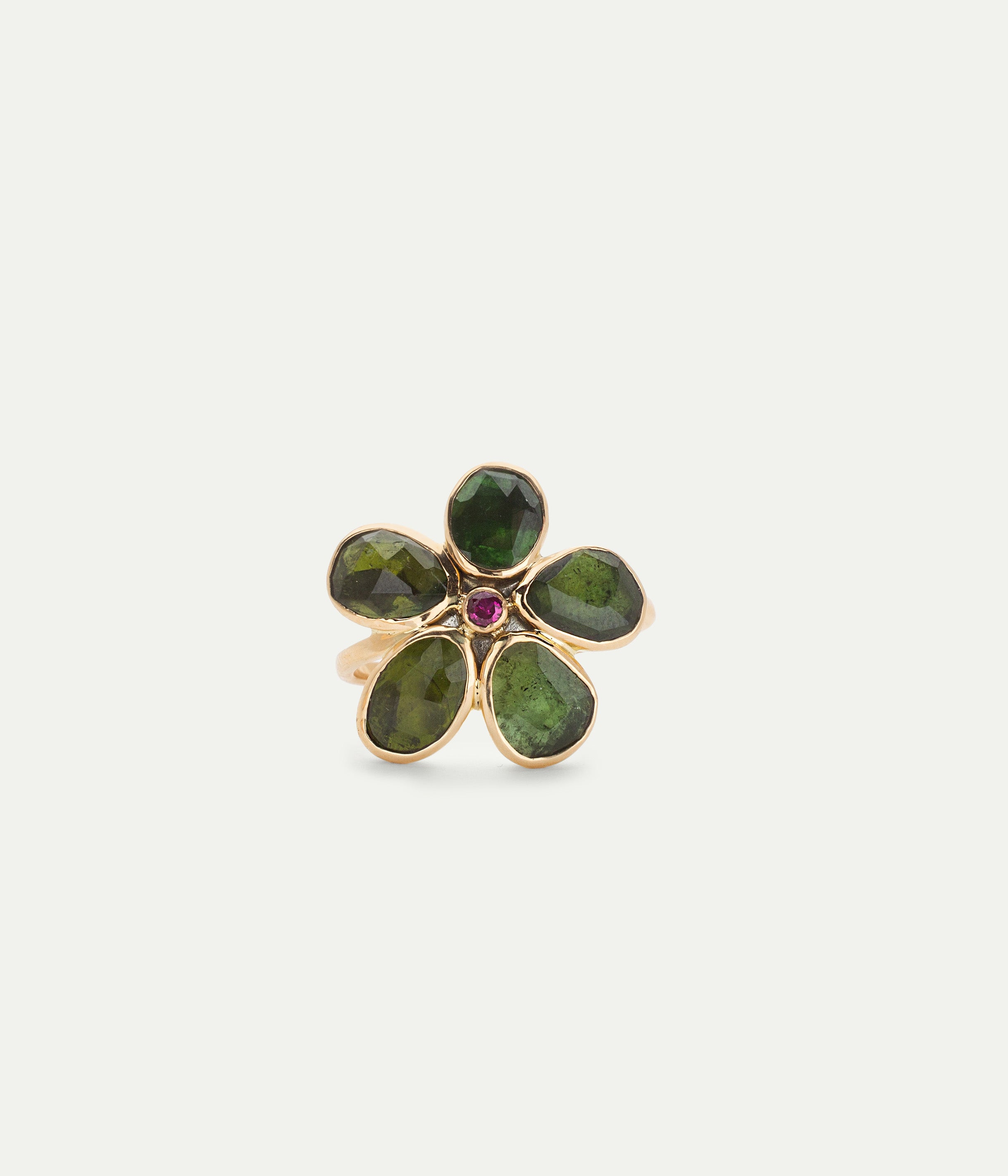 Bague Fleur Tourmaline Verte
