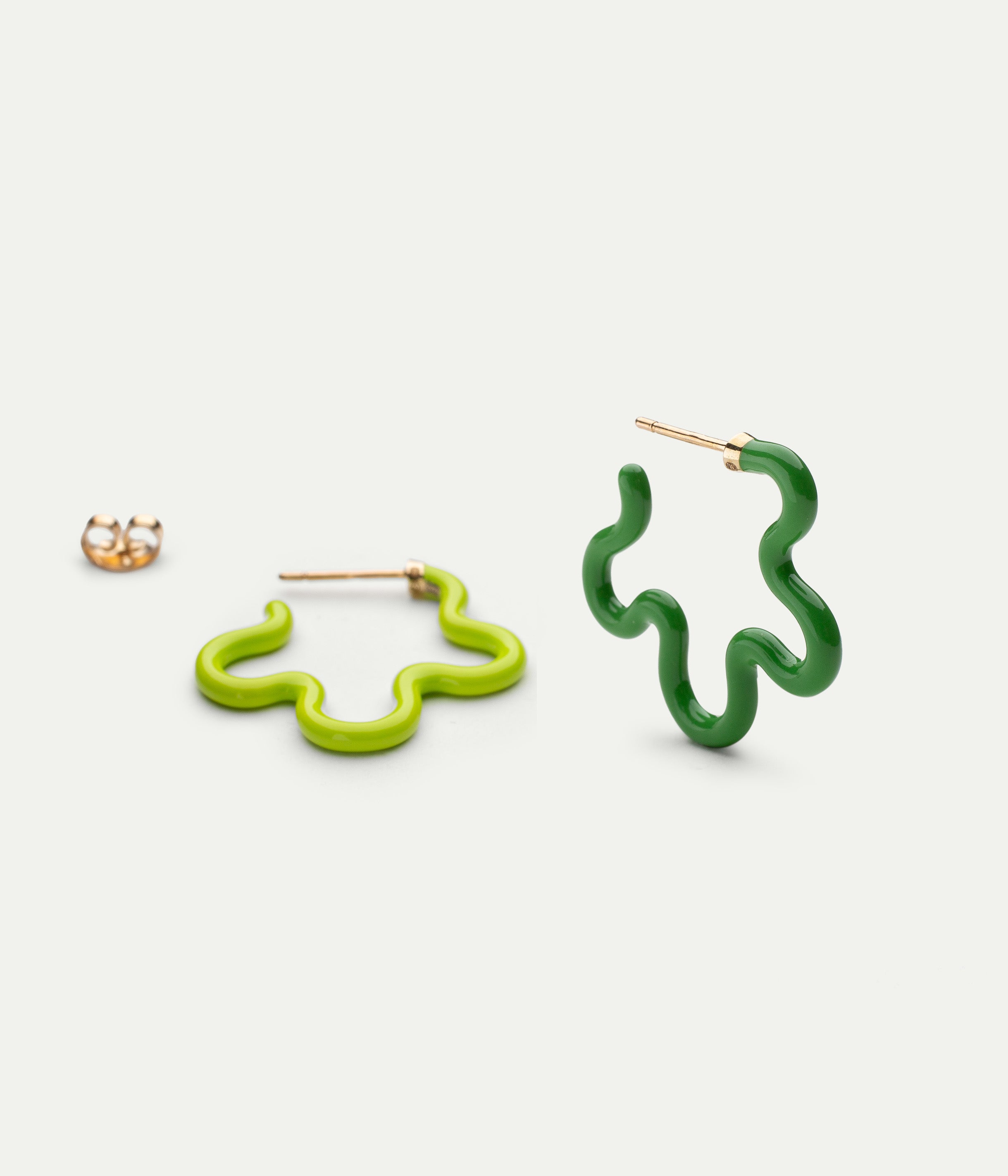 Two Tone Flower Green Earrings