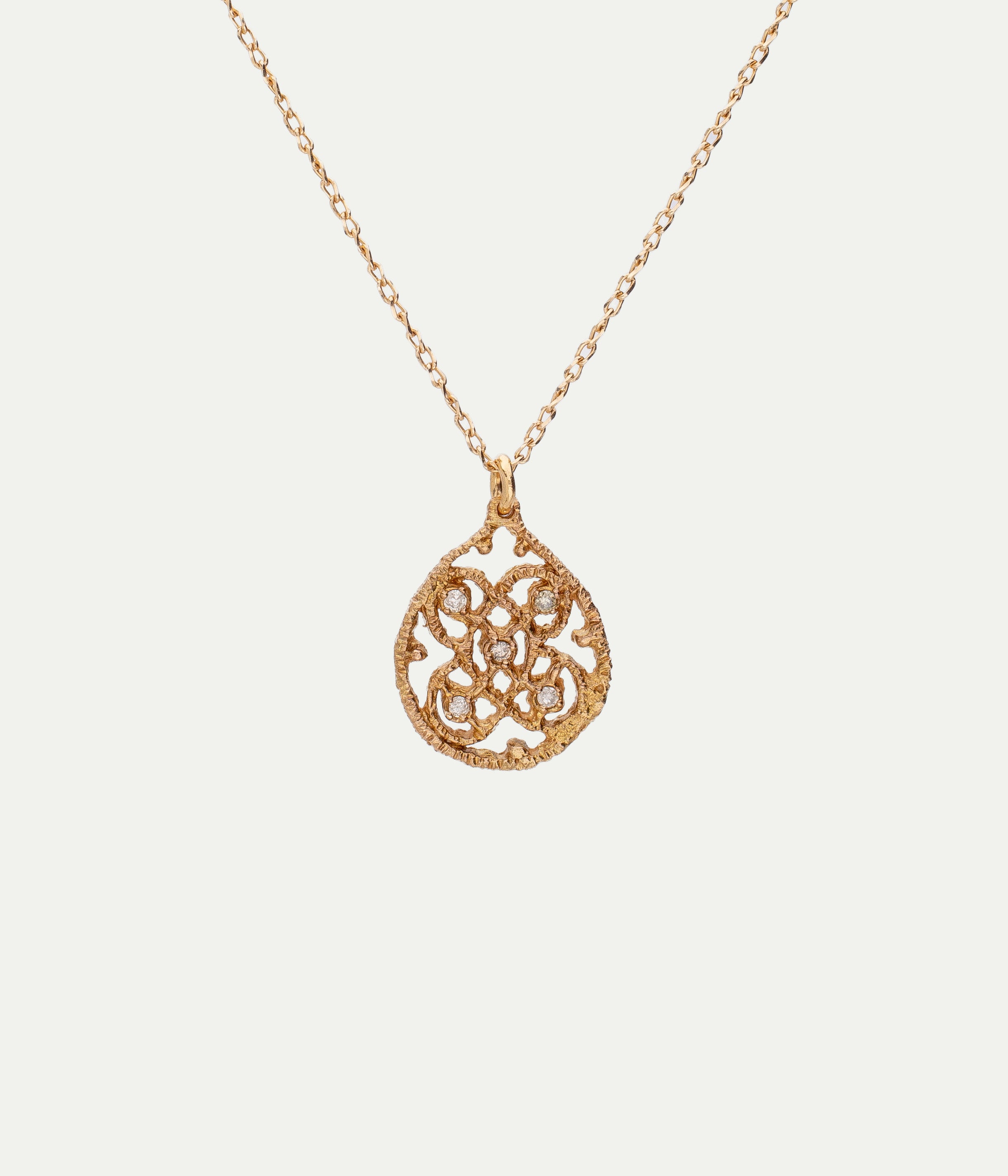 Drop R yellow gold and diamonds necklace