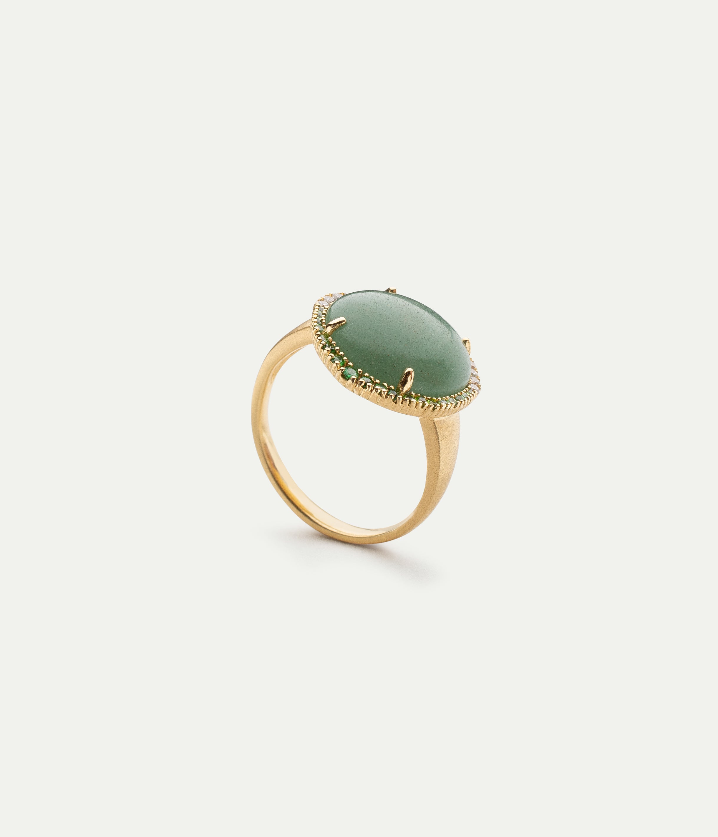 Rosa Jade and green Tsavorites ring