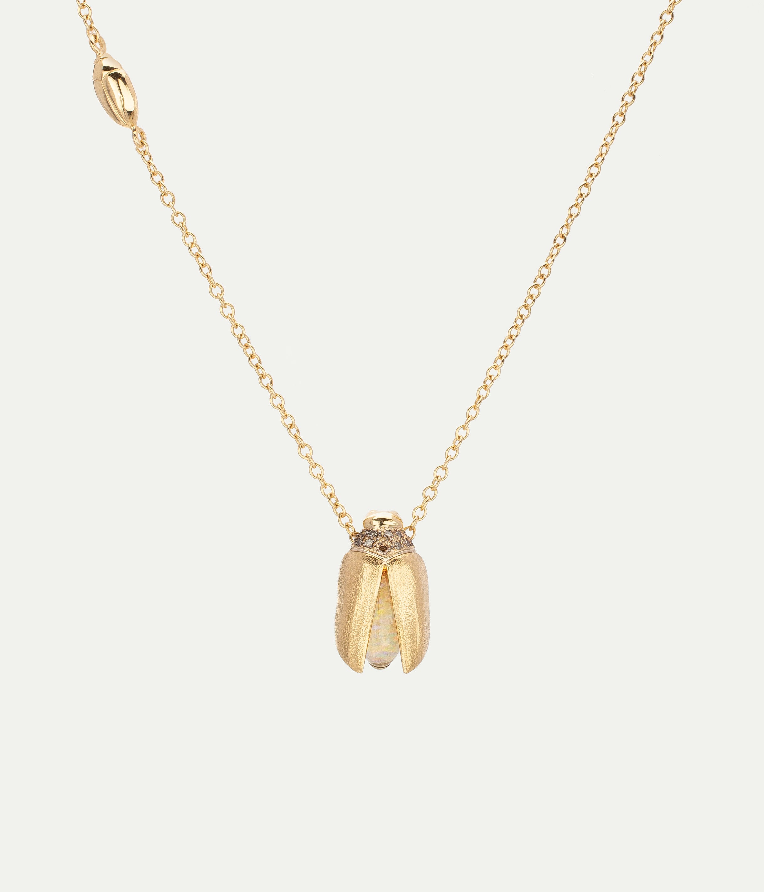 Collier Solo Scarab Fly Wings Opale et diamants