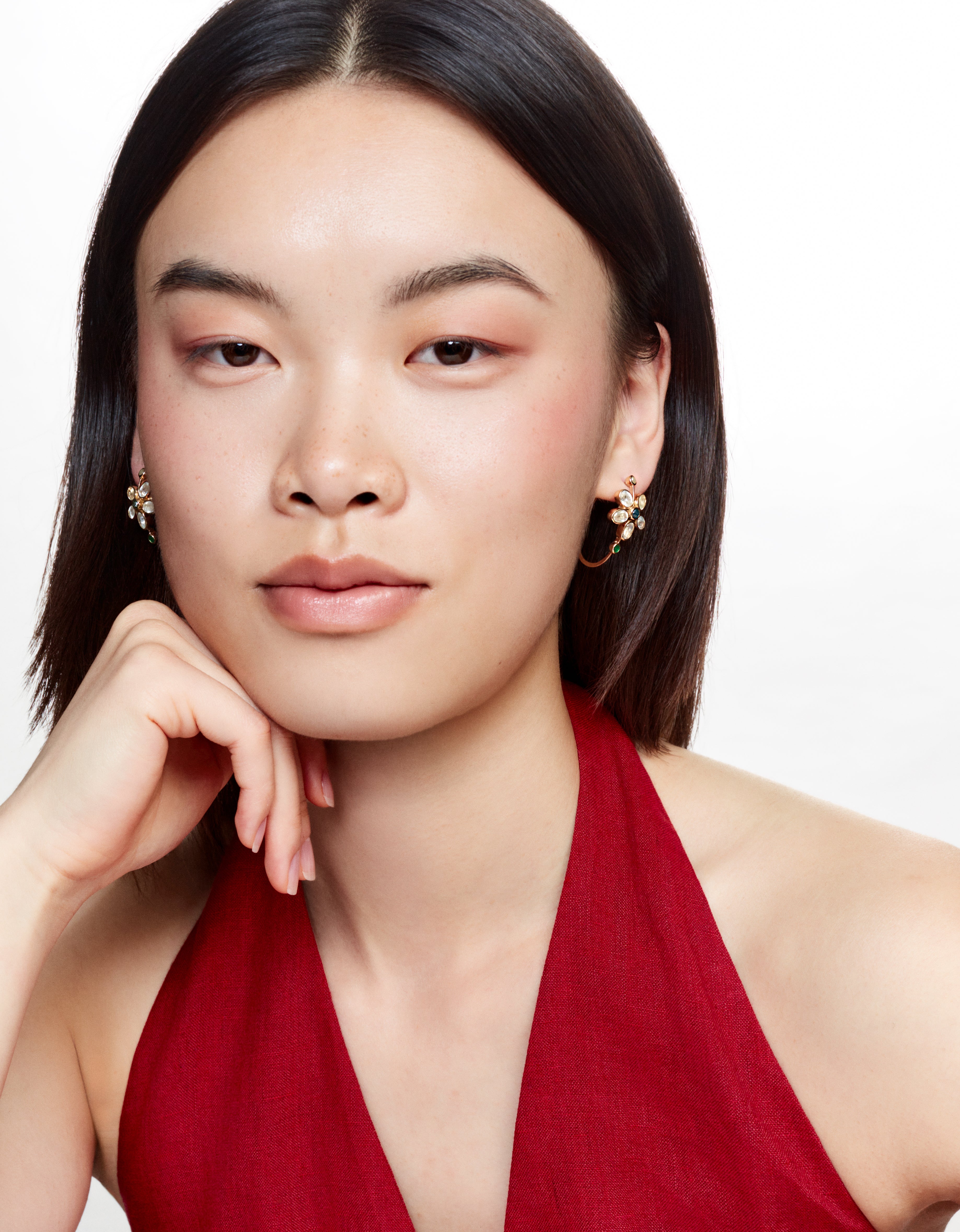 Poissardes Fleurs Moonstone earrings